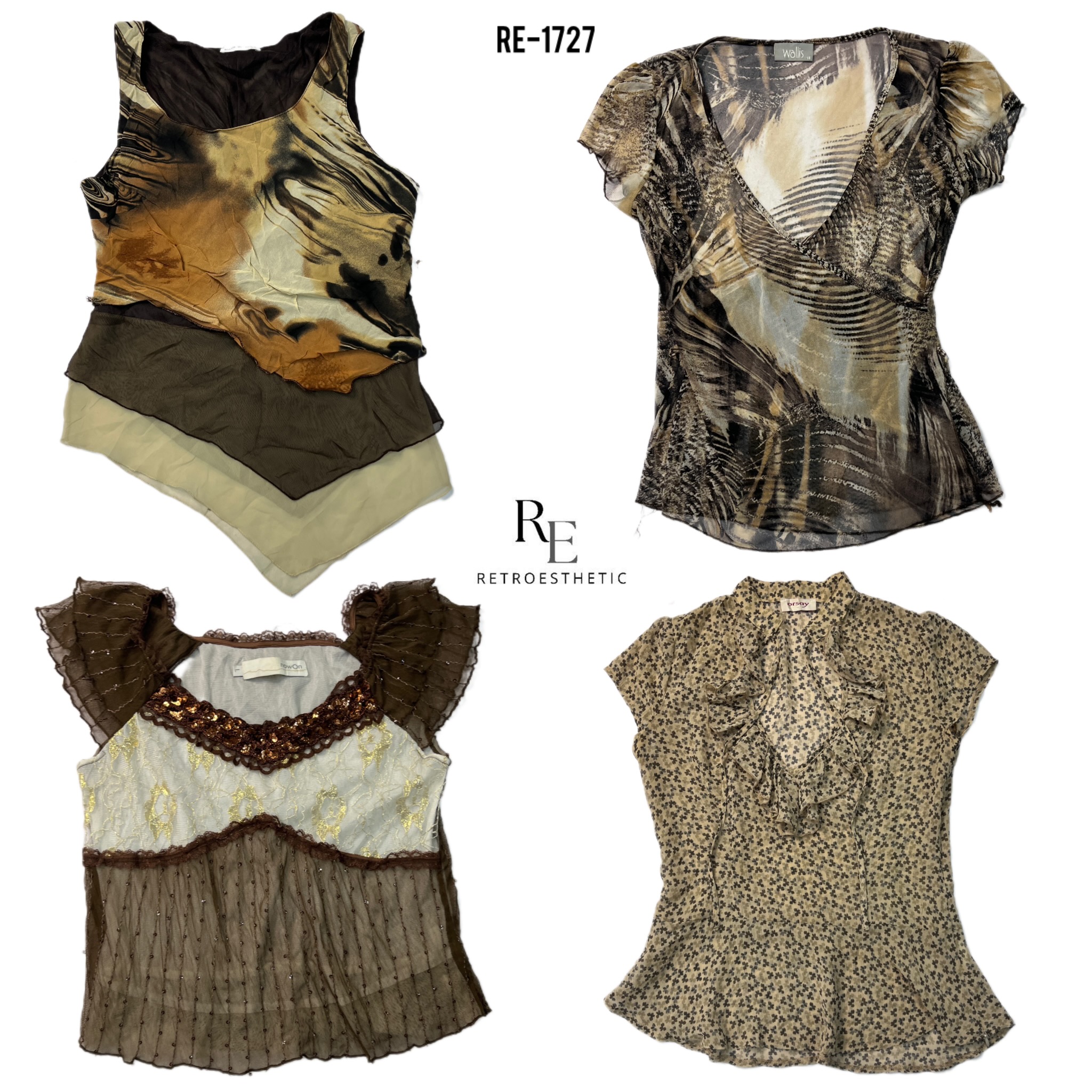 Y2K Earthy Toned Sleeveless Mix Tops (RE-1727)
