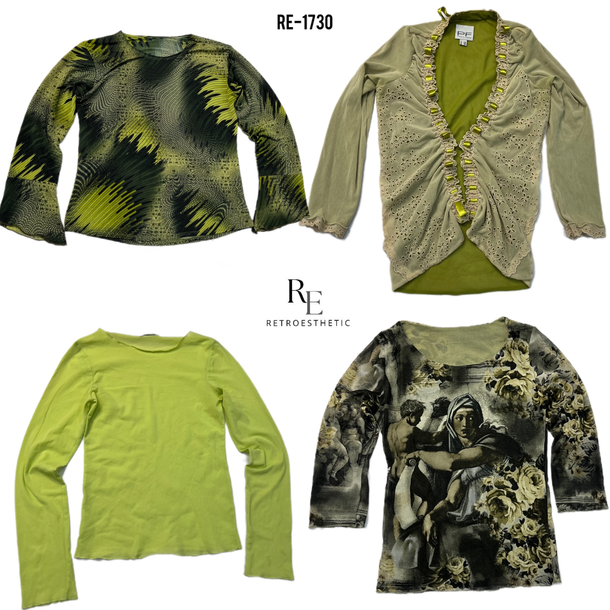 Y2K Forest Vibe Full Sleeve Mesh Mix Tops (RE-1730)