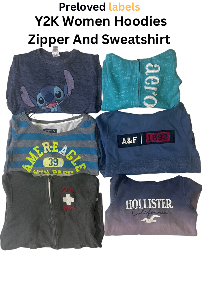 Y2K Damen Hoodie mit Reißverschluss & Sweatshirt Bundle – Wcv: 340
