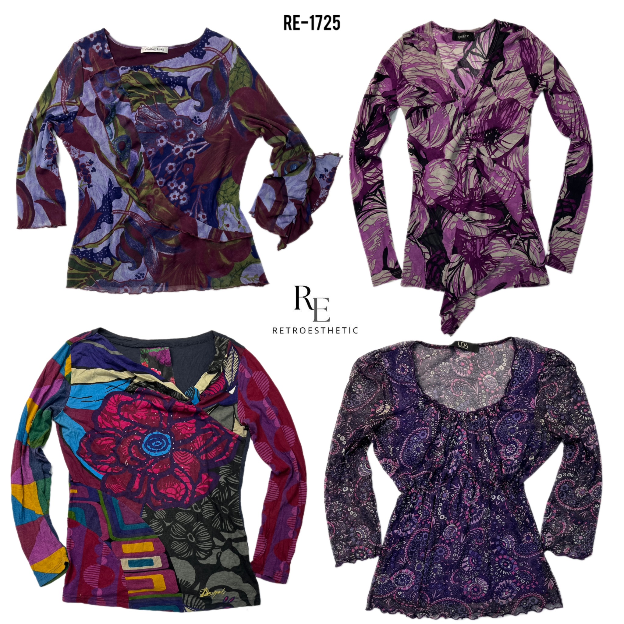 Y2K Pretty Grunge Mix Blusas de Manga Longa (RE-1725)
