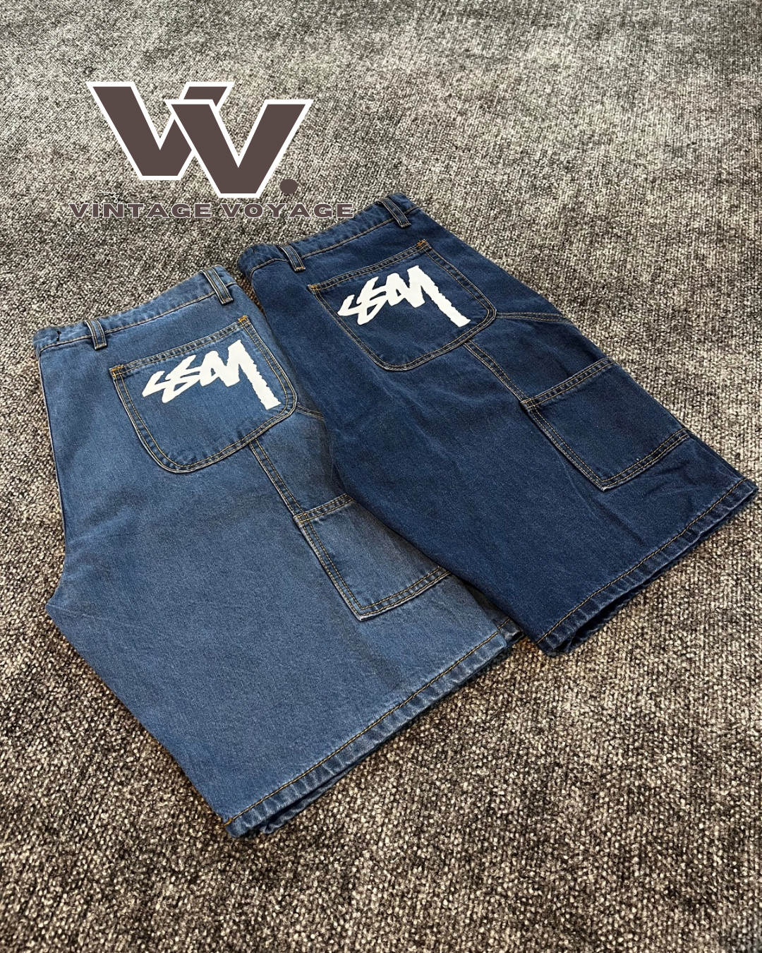 Stussy Rework Style Baggy Denim Jorts - #05825