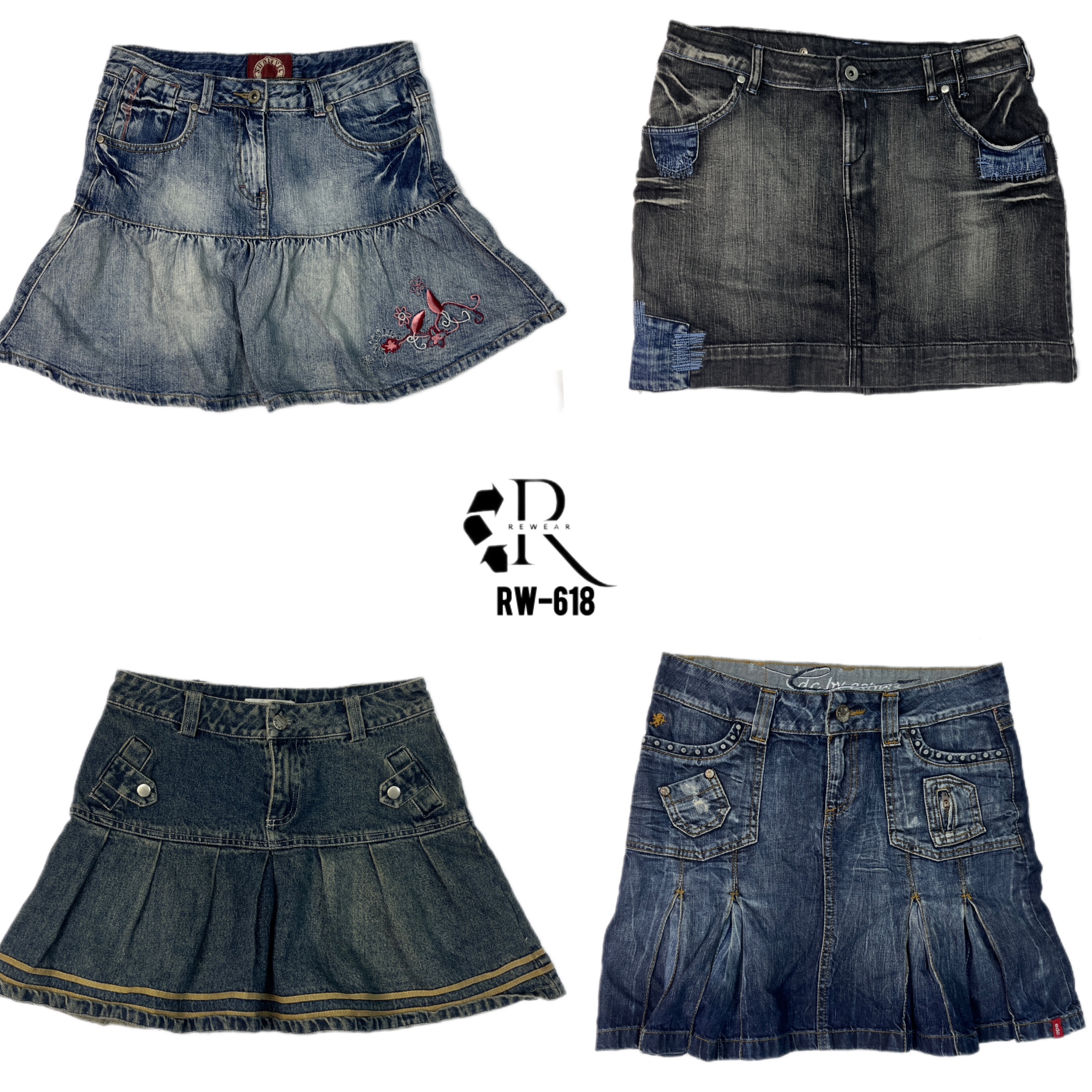 Jupes en denim mini de l'ère Britney Y2K (RW-618)