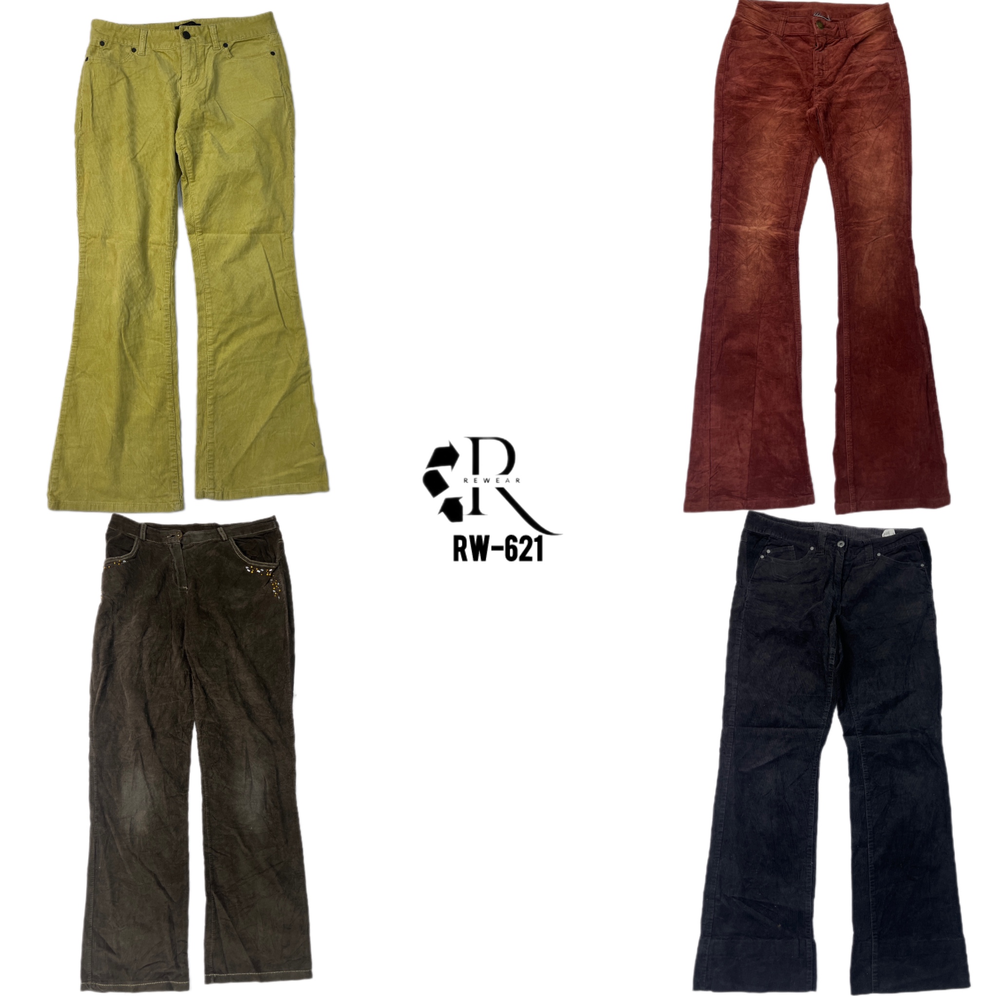 Y2K Unique Flared Corduroy Pants (RW-621)
