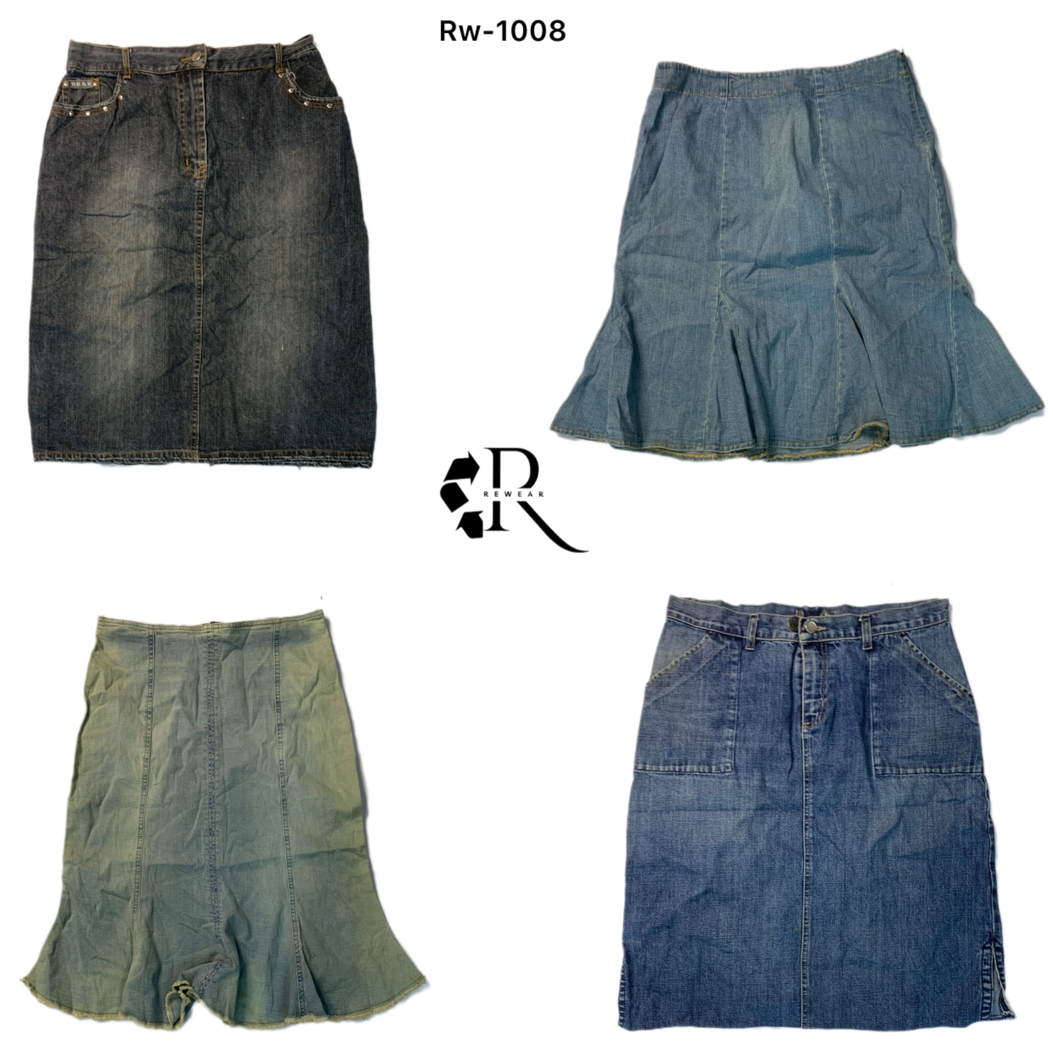Jupes midi en denim de l'ère Britney Y2K RW-1008)
