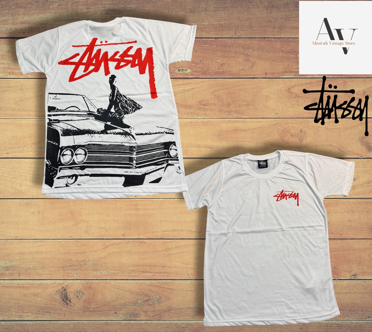 Stussy rielaborazione stile Beat Crazy t-shirt