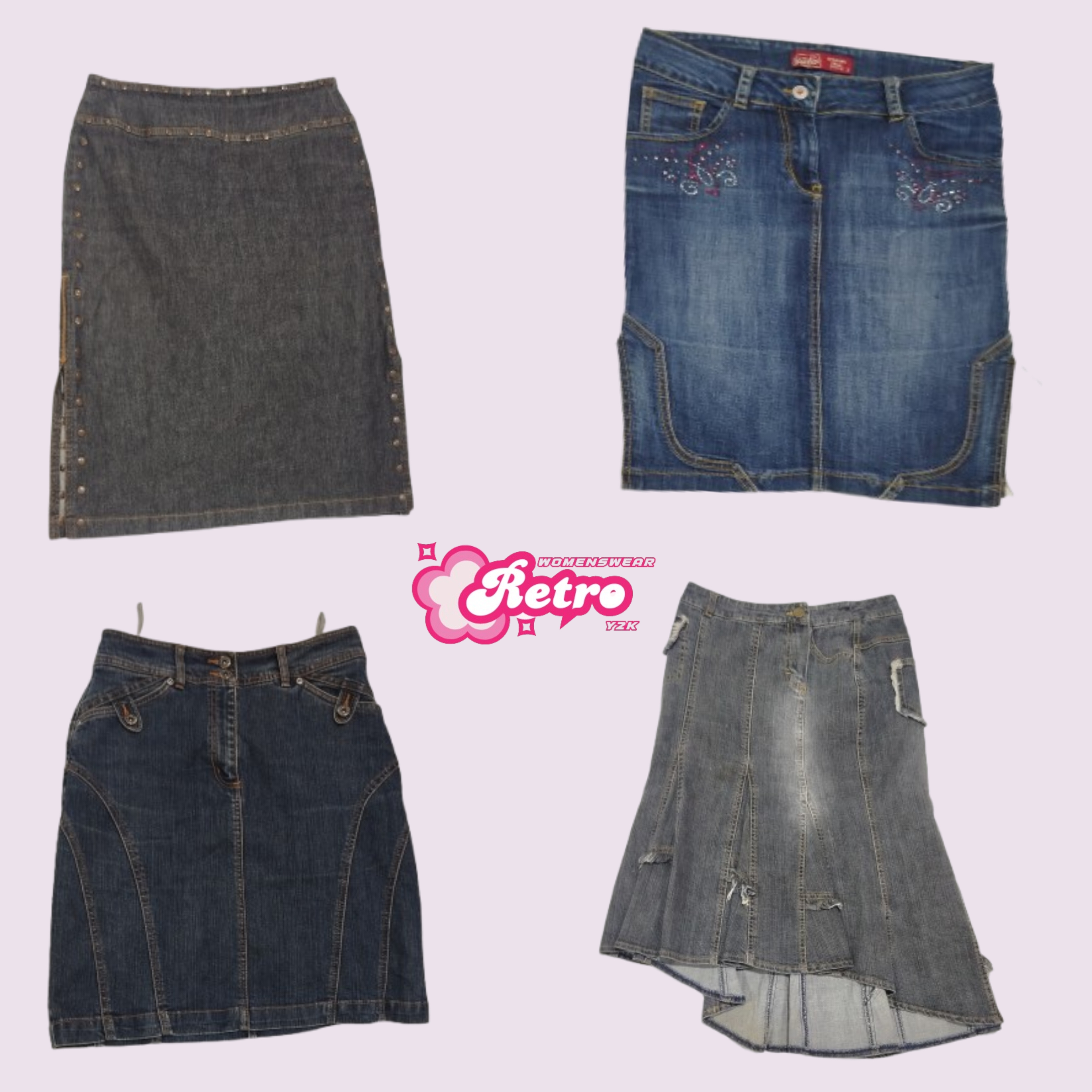 Jupes midi en denim Y2K It Cyber Girl (Août -012)
