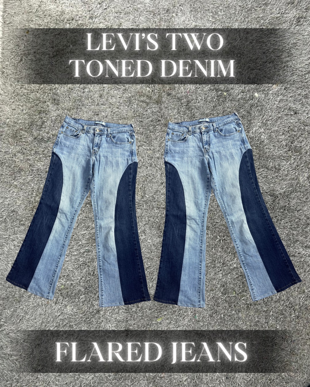 Upcycled Levi's Two Toned Denim Flared Jeans