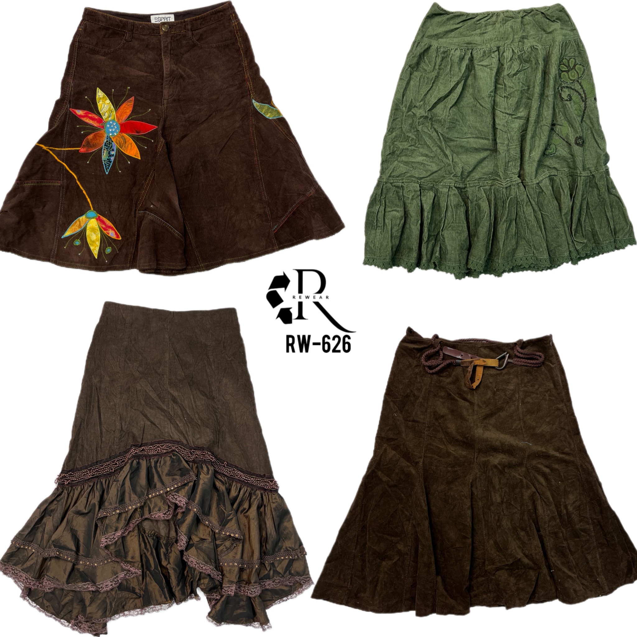 Y2K Unique Corduroy Midi Skirts (RW-626)