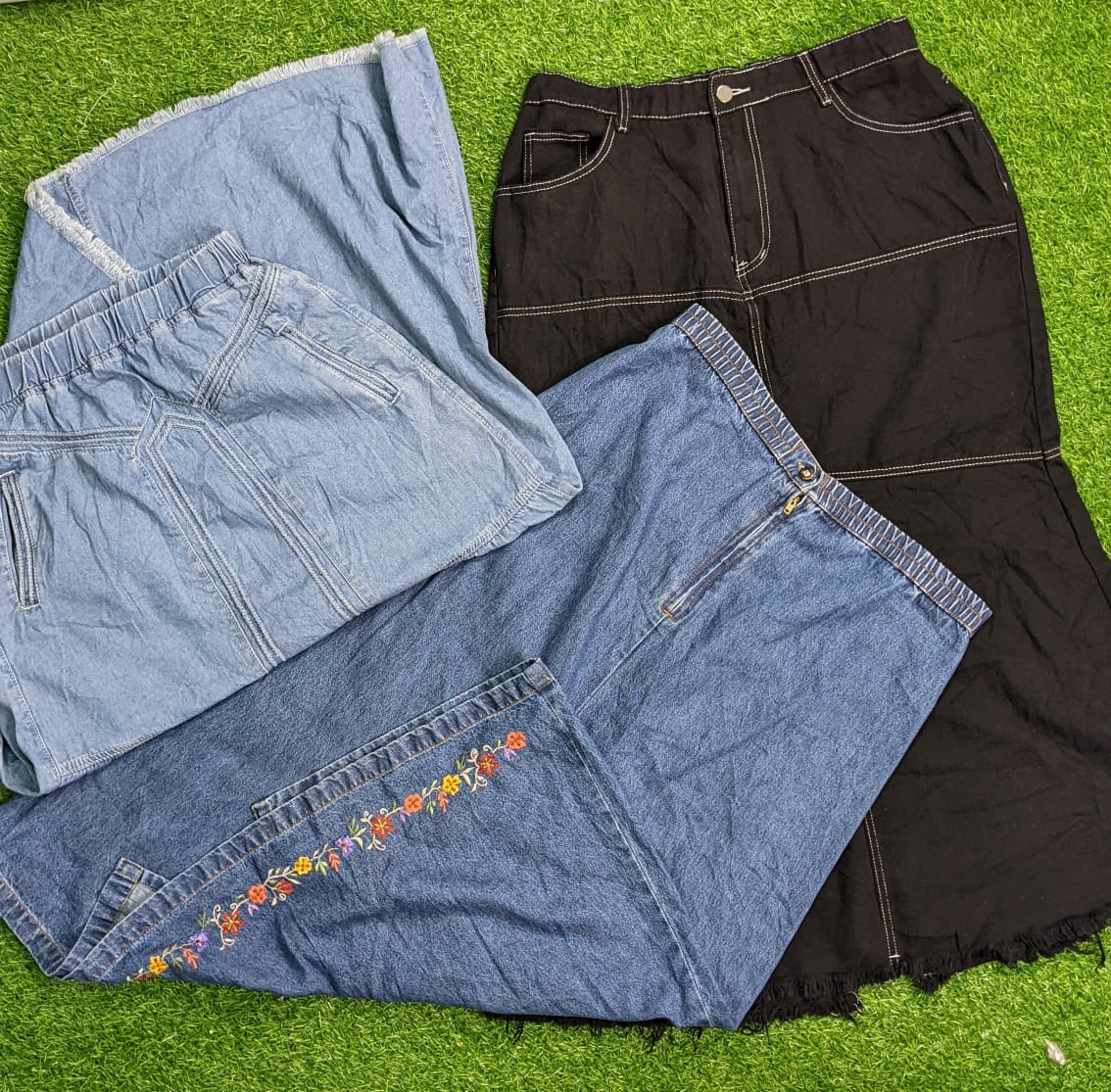 Denim long skirts