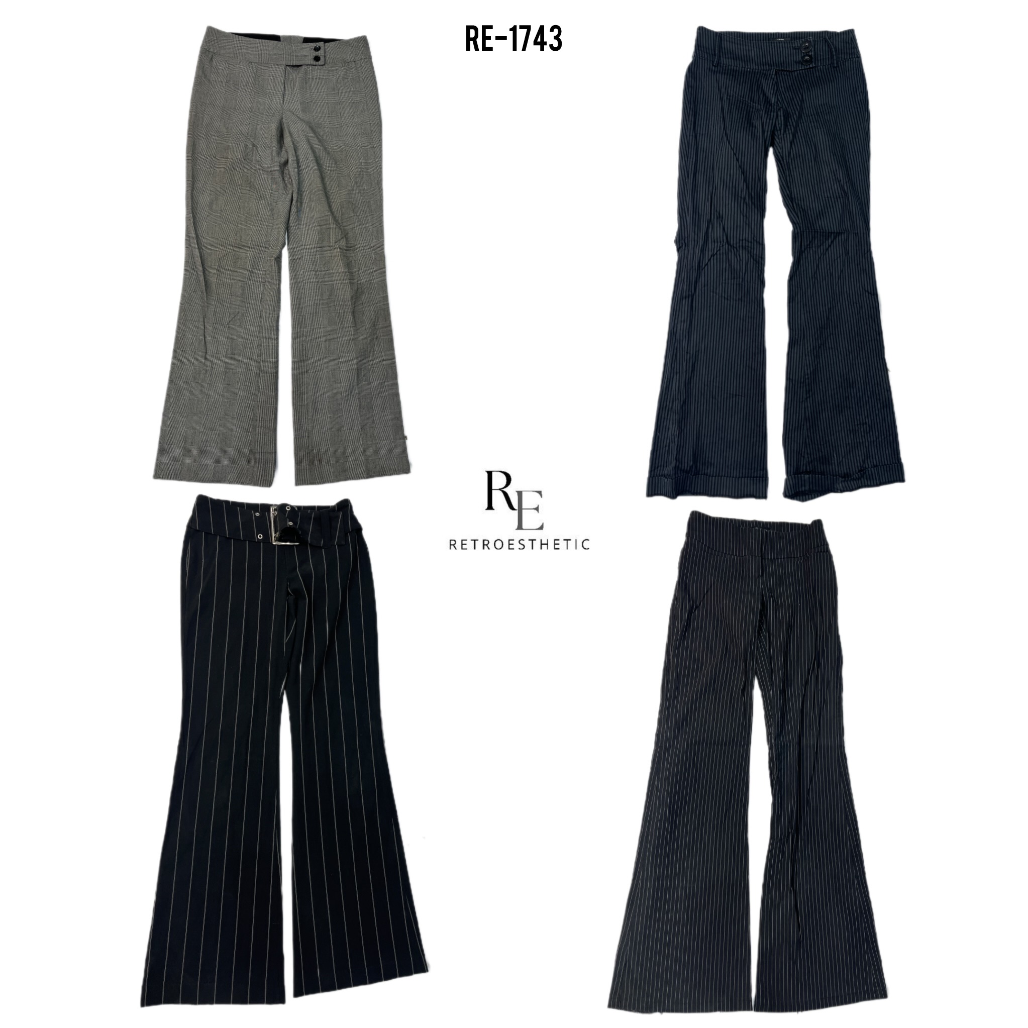 Pantalons de bureau flares uniques Y2K (RE-1743)
