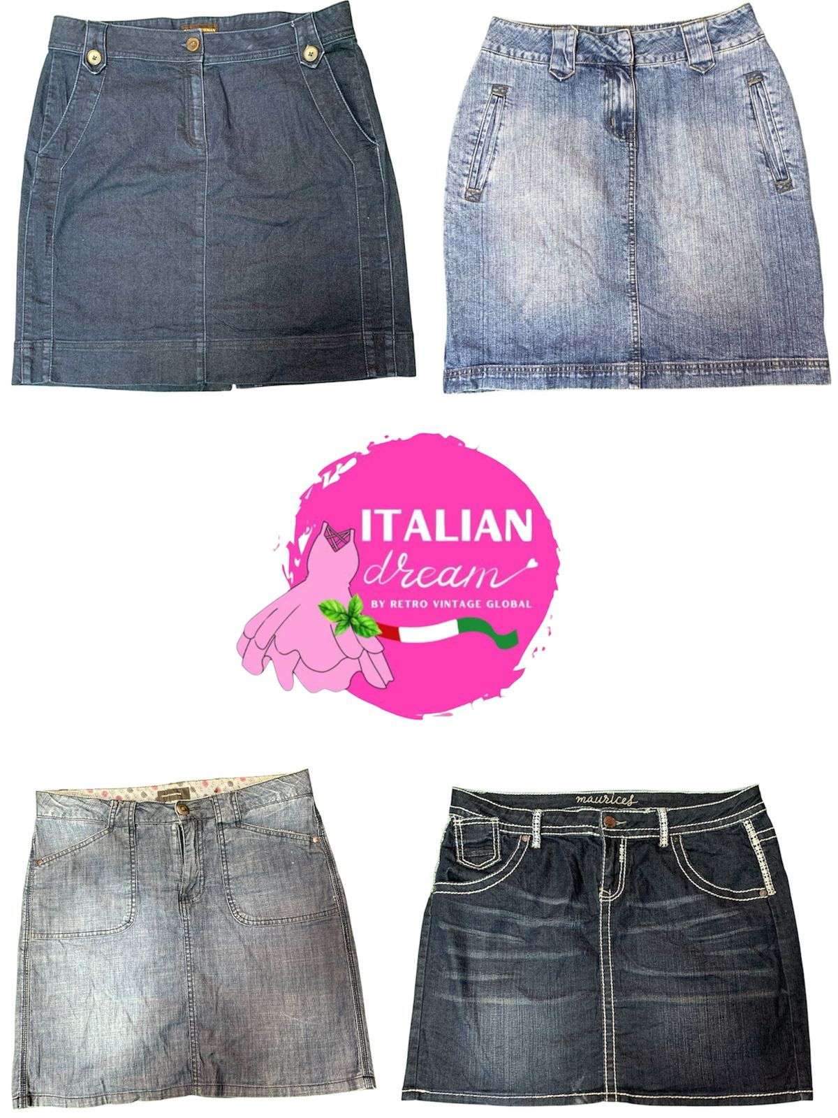 Jupes midi en denim uniques Y2k