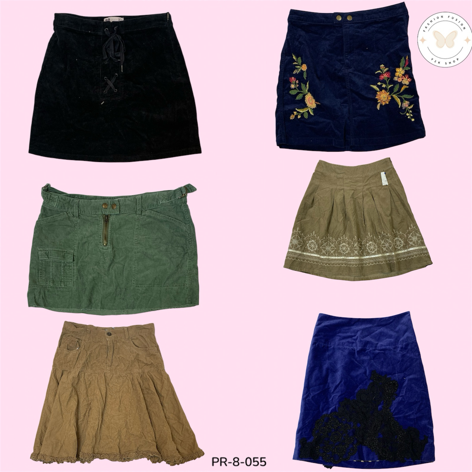 Y2K Corduroy Mini Skirt – Retro Aesthetic for Everyday Looks (PR-8-055)