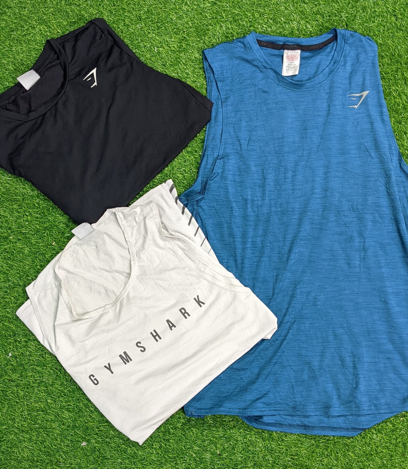 Gym shark tank top and t-shirt mix
