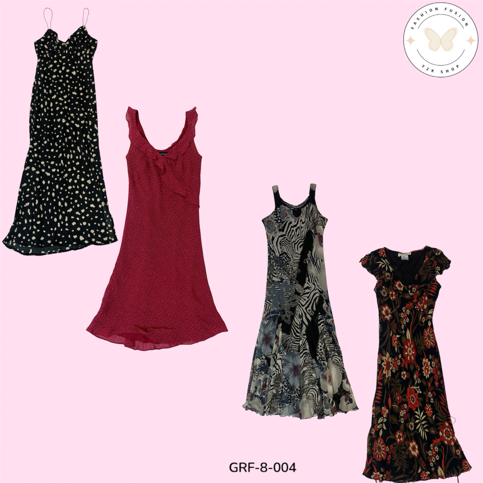 Abito Y2K Grunge Vibes – Perfezione in Stampa Rosso e Nero (GRF-8-004)