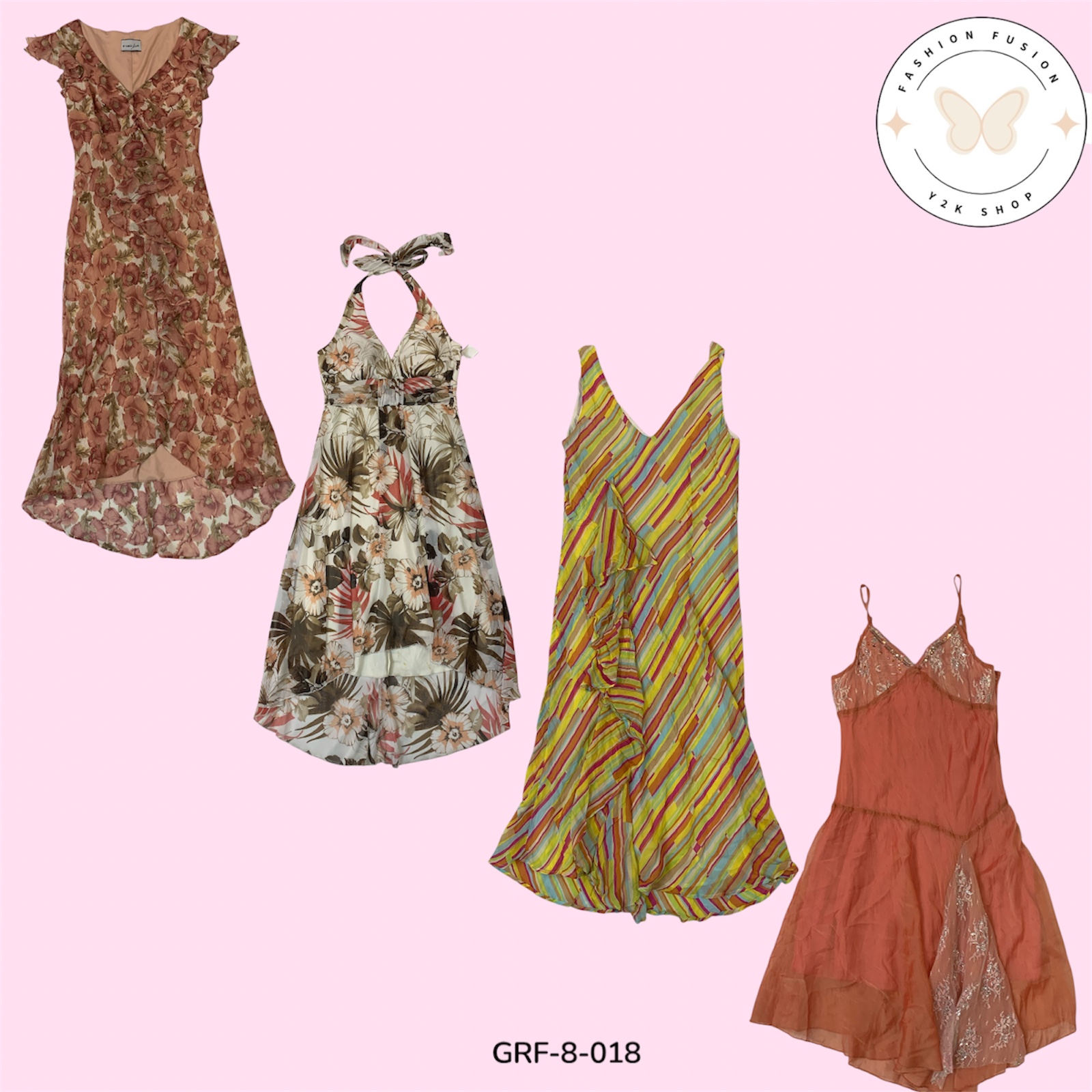 Vestido Poliéster Rosa Y2K | Vibes de Festa Retro (GRF-8-018)