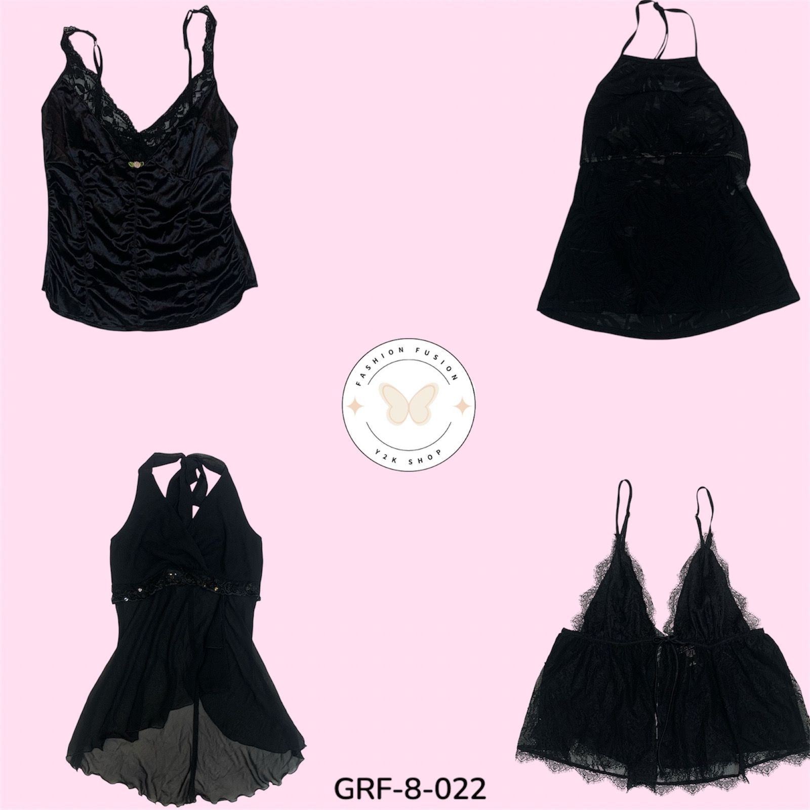 Y2K Style Black Camisole | Retro Minimalist Aesthetic (GRF-8-022)