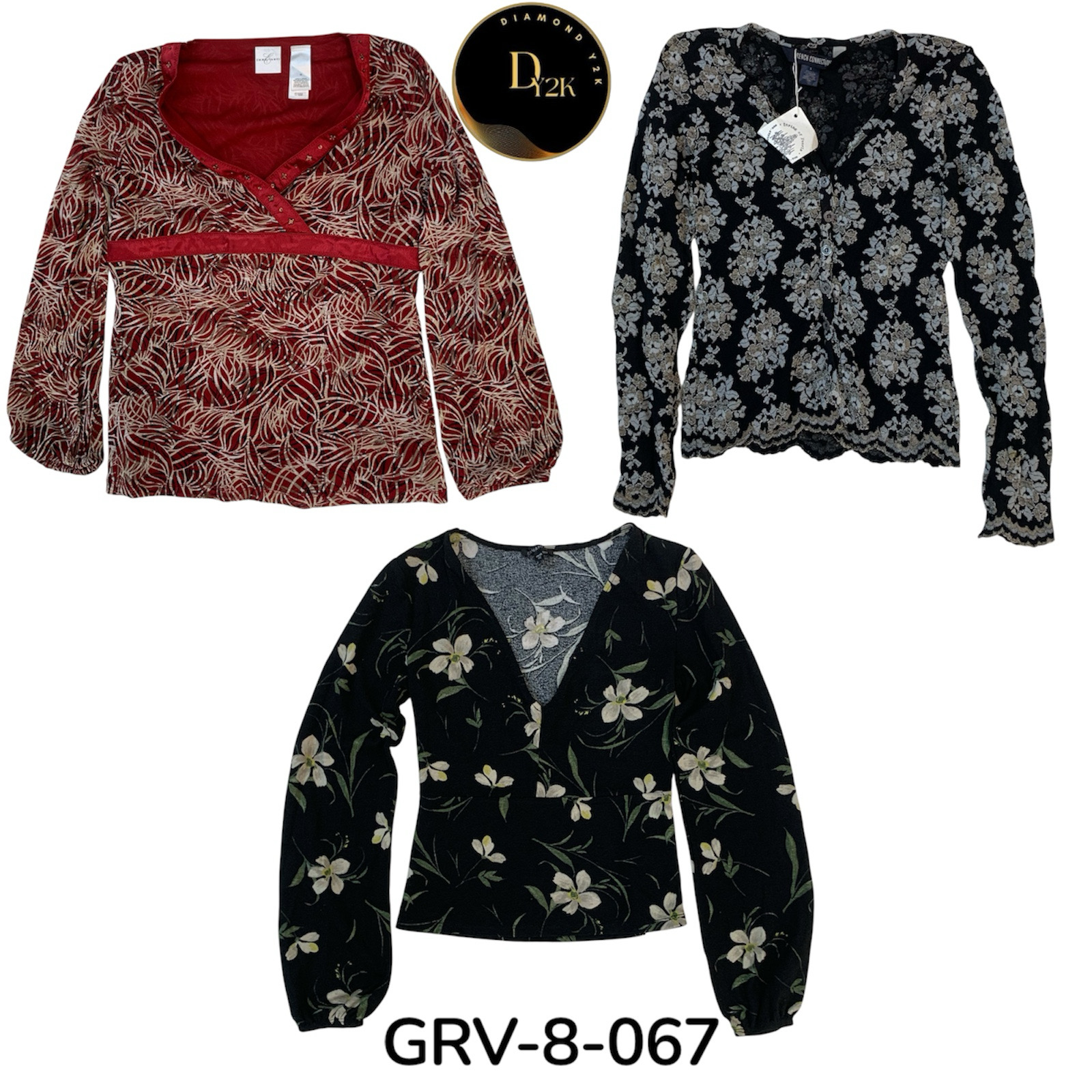 Y2k Mix Langarm-Polybluse (GRV-8-067)