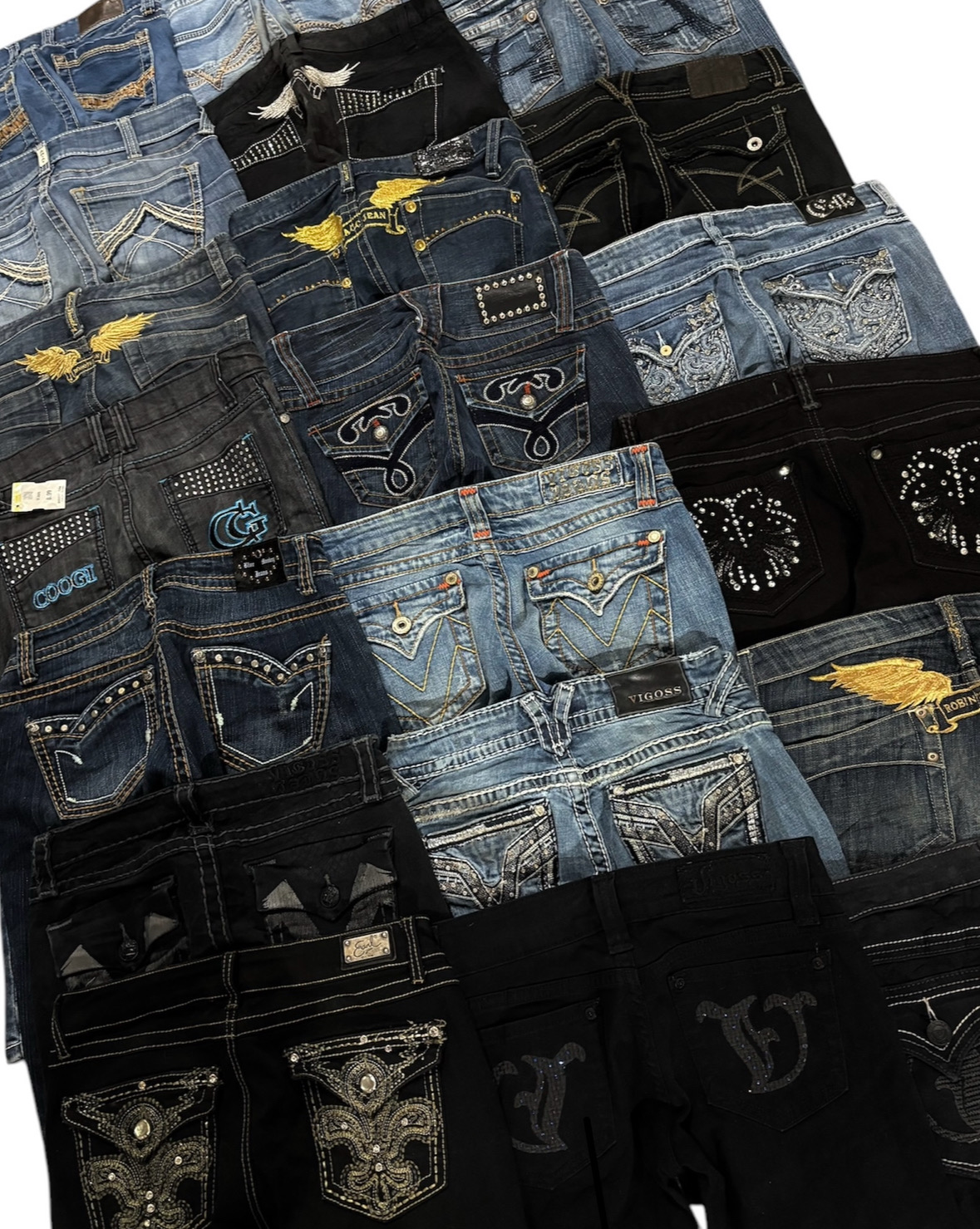 JEANS DE MUJER Y2K CON BORDADO EN EL HILO Y EN LA PARTE POSTERIOR Y BOLSILLOS GRANDES