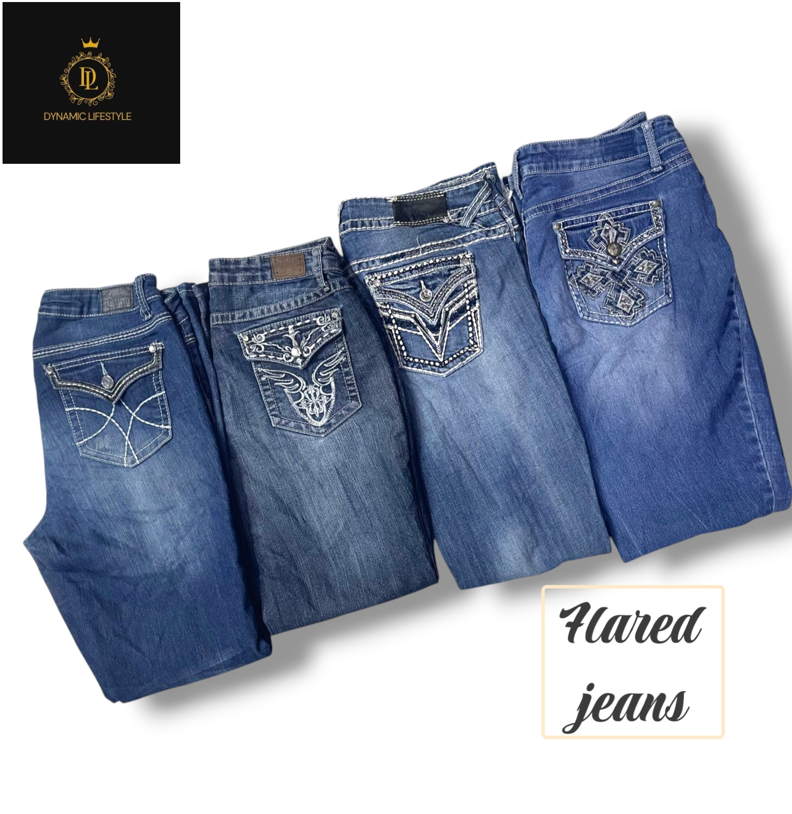 Calças jeans boca de sino