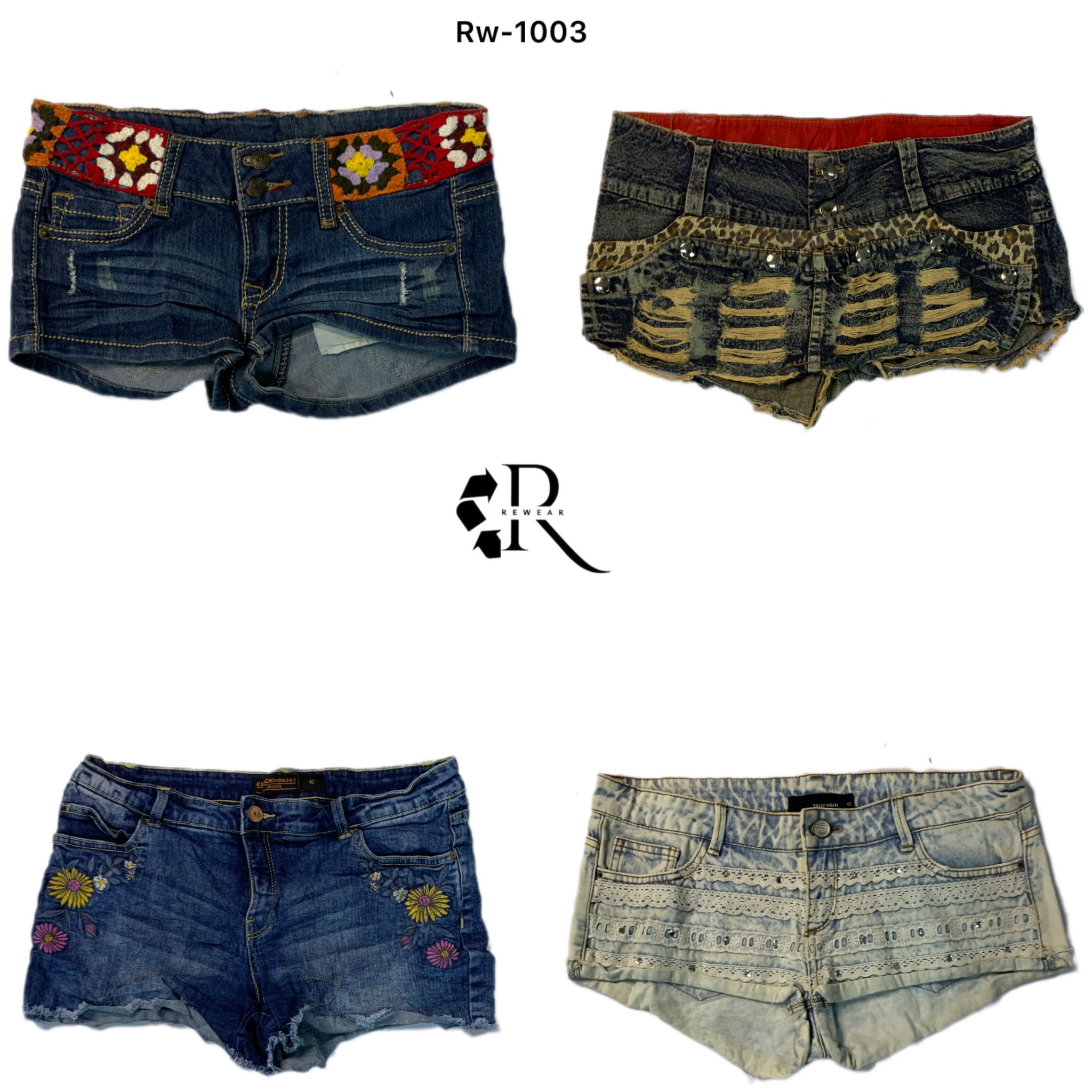 Y2K IT Girl Unique Denim Micro Mini Shorts (Rw-1003)