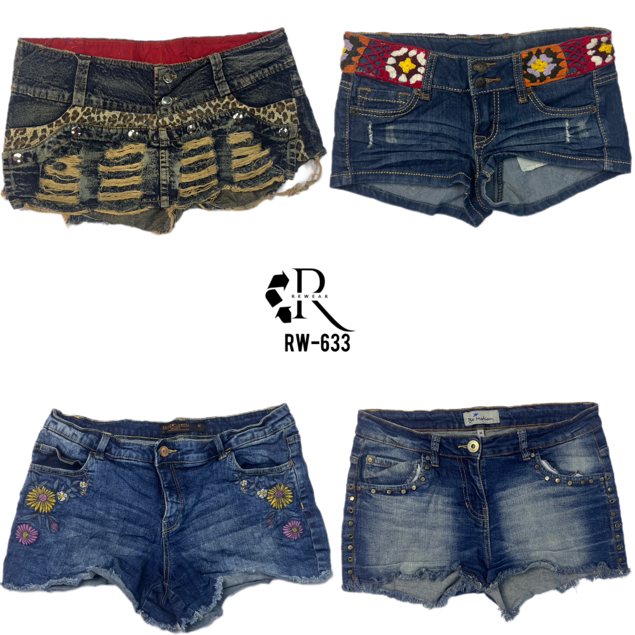 Y2K IT Girl Unique Denim Micro Mini Shorts (Rw-633)