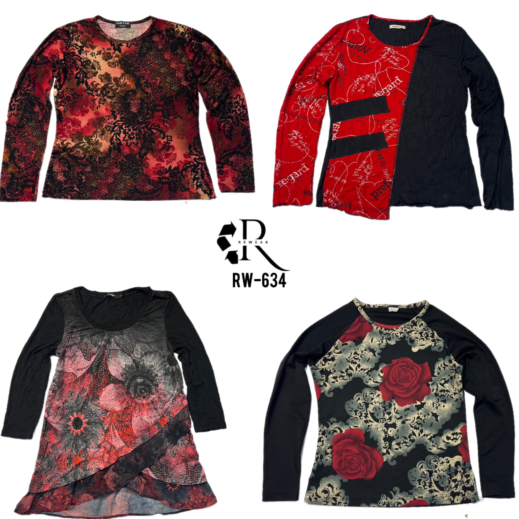 Y2K Love Story Full Sleeve Mesh Mix Tops(RW-634)