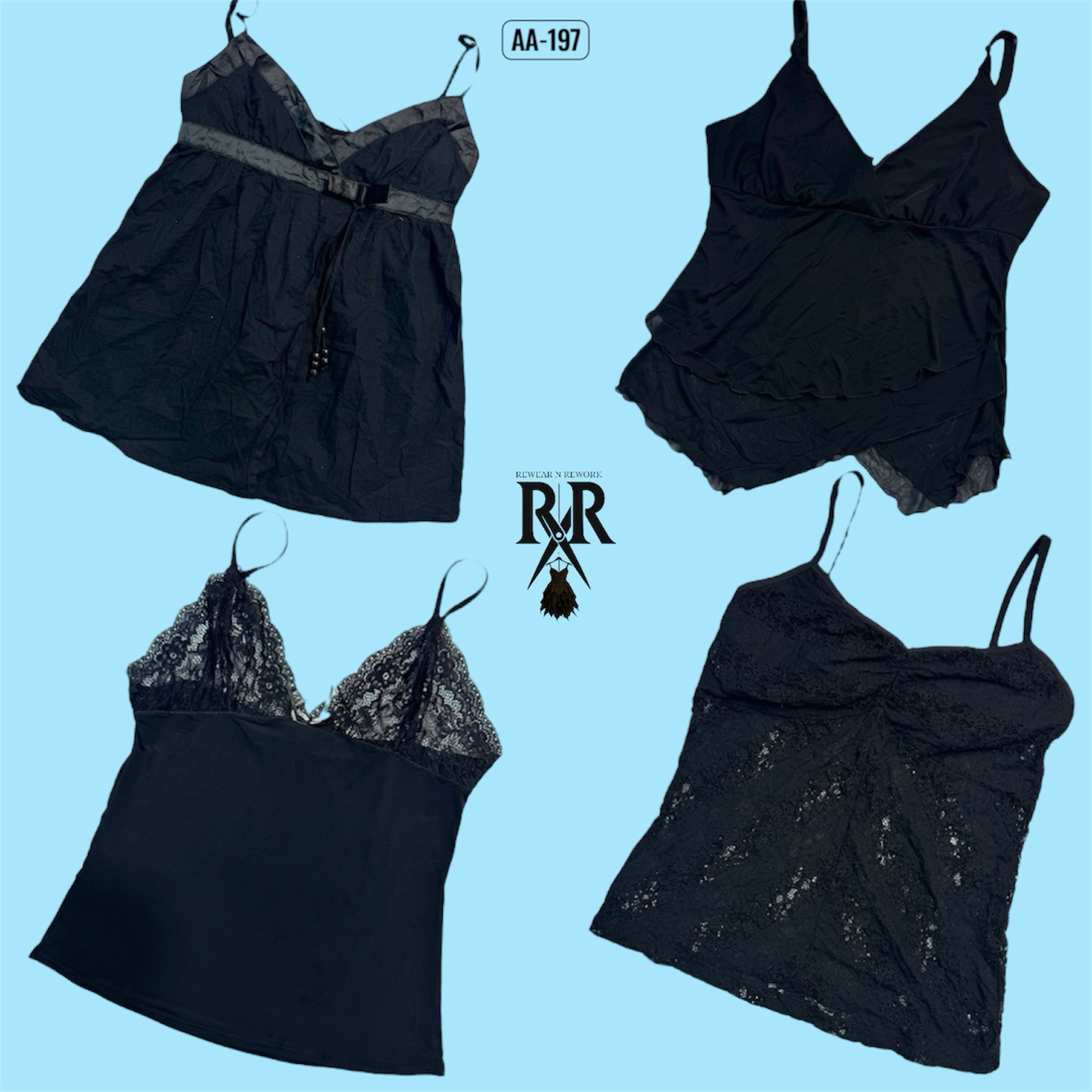 Y2K Black Gothic Cami Tops (AA-197)