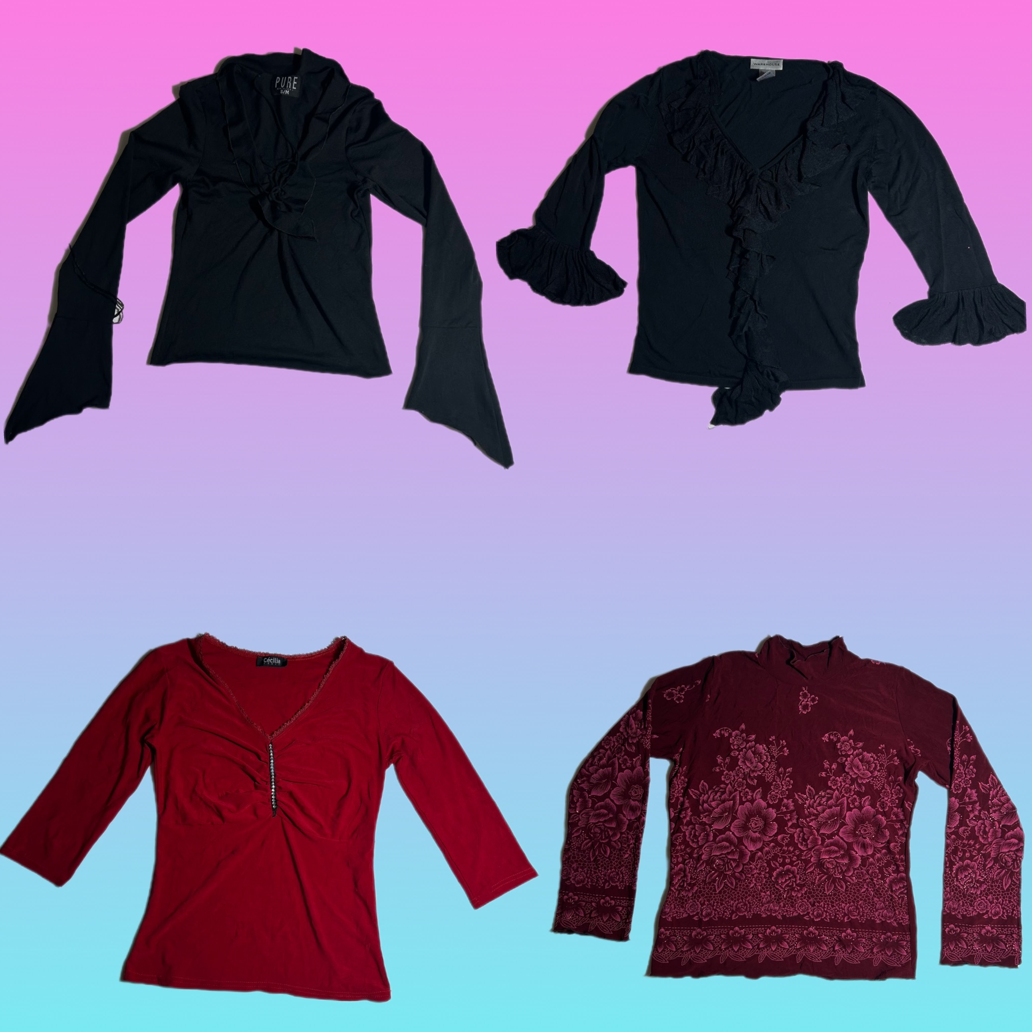 Y2k Black & Red Romatic full sleeve Tops (TT-149)