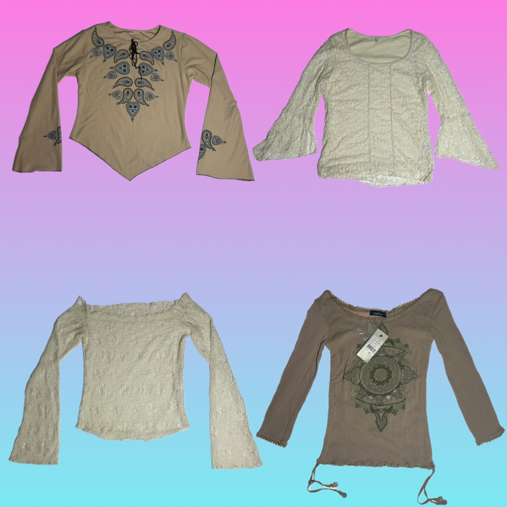 Y2K Cottage Core Langarmtops (TT154)