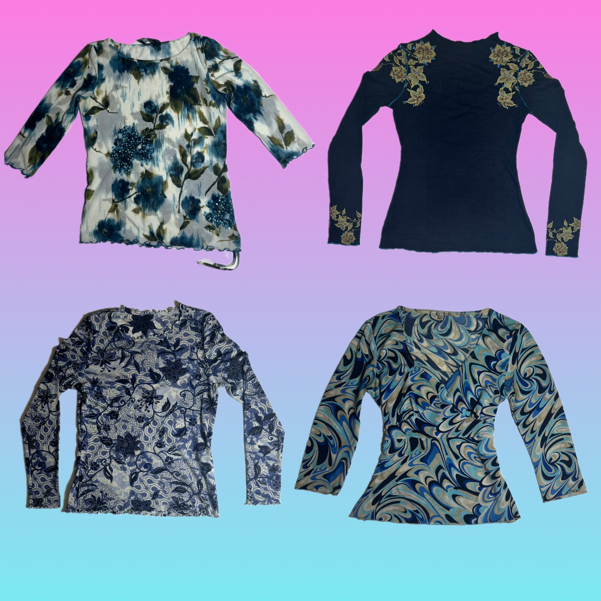 Y2k blue ocean full seleves  tops (TT 148)