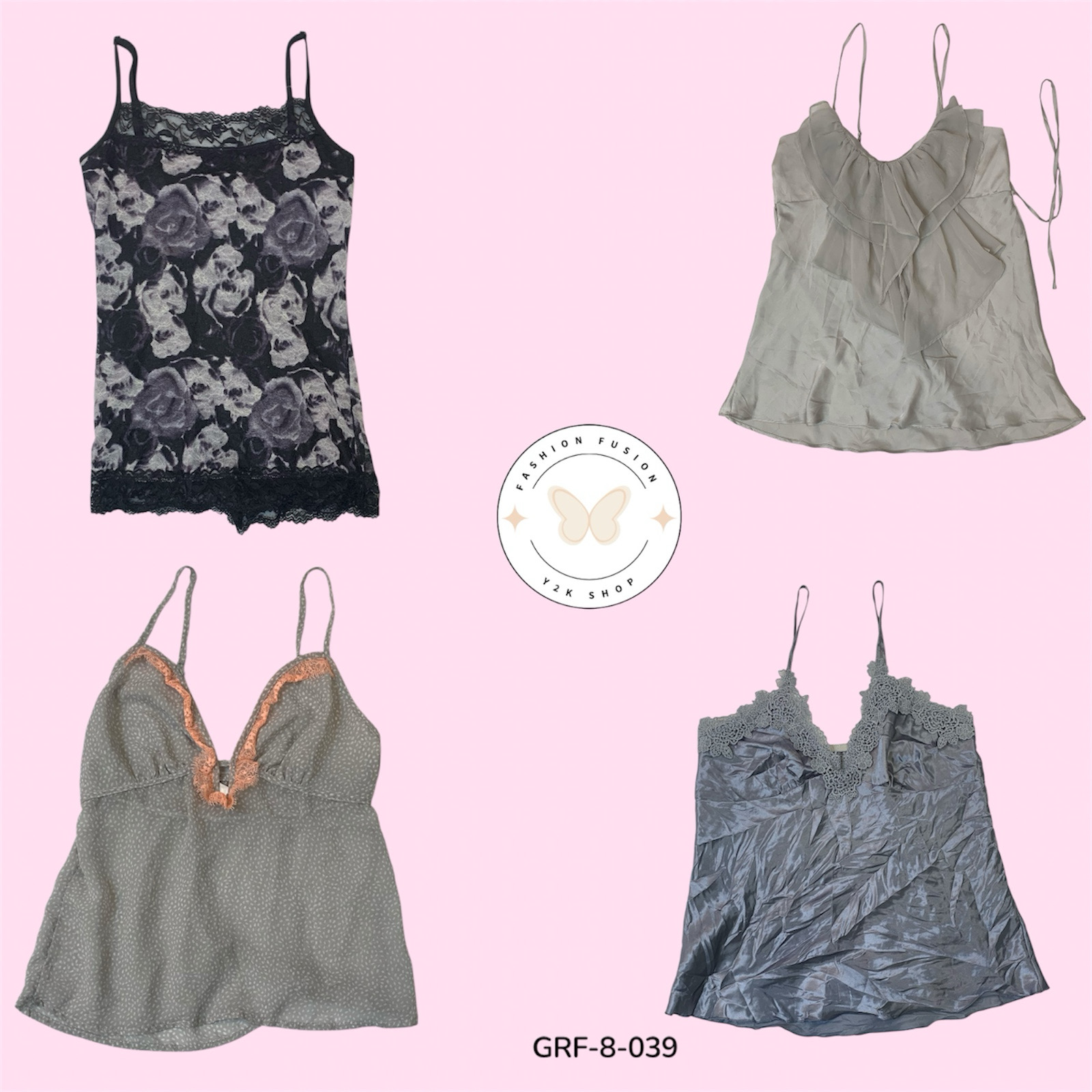 Camisola Cinza com Alças Finas Y2K | Estética Retro dos Anos 2000 (GRF-8-039)