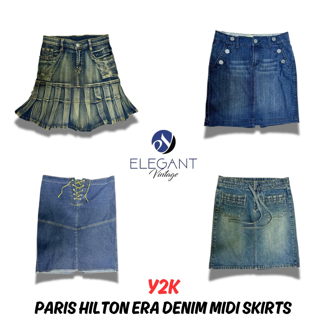 Jupes midi en denim de l'ère Y2K Paris Hilton - EV0183