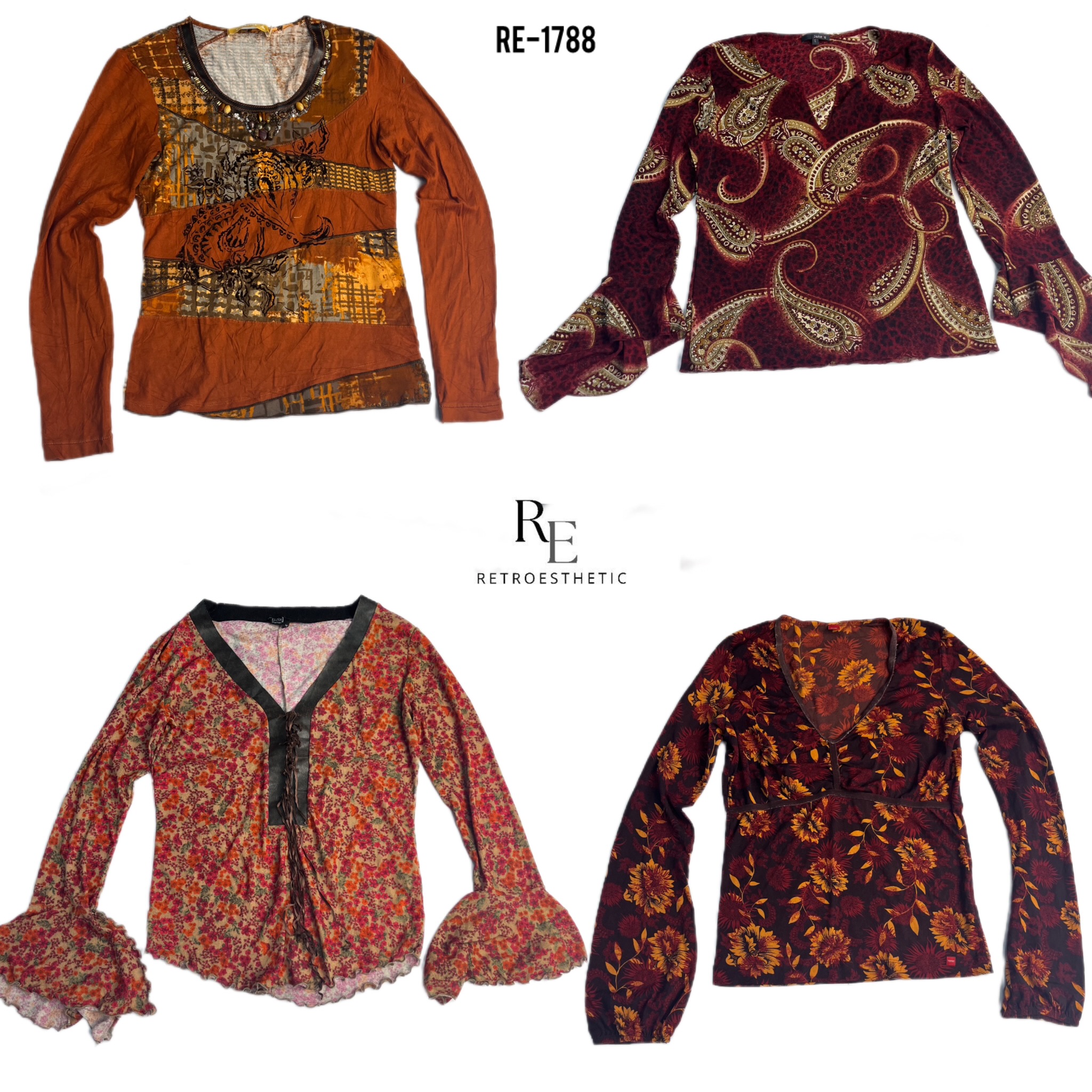 Y2k Grunge Maglie a Maniche Lunge (RE-1788)