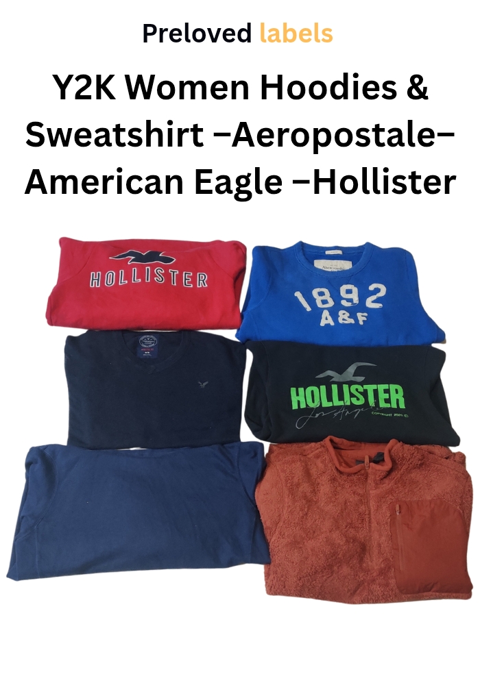 Y2K女性用フーディー＆スウェットシャツ – Abercrombie & Fitch、American Eagle、Hollister、Bundle – (WCV: 364)