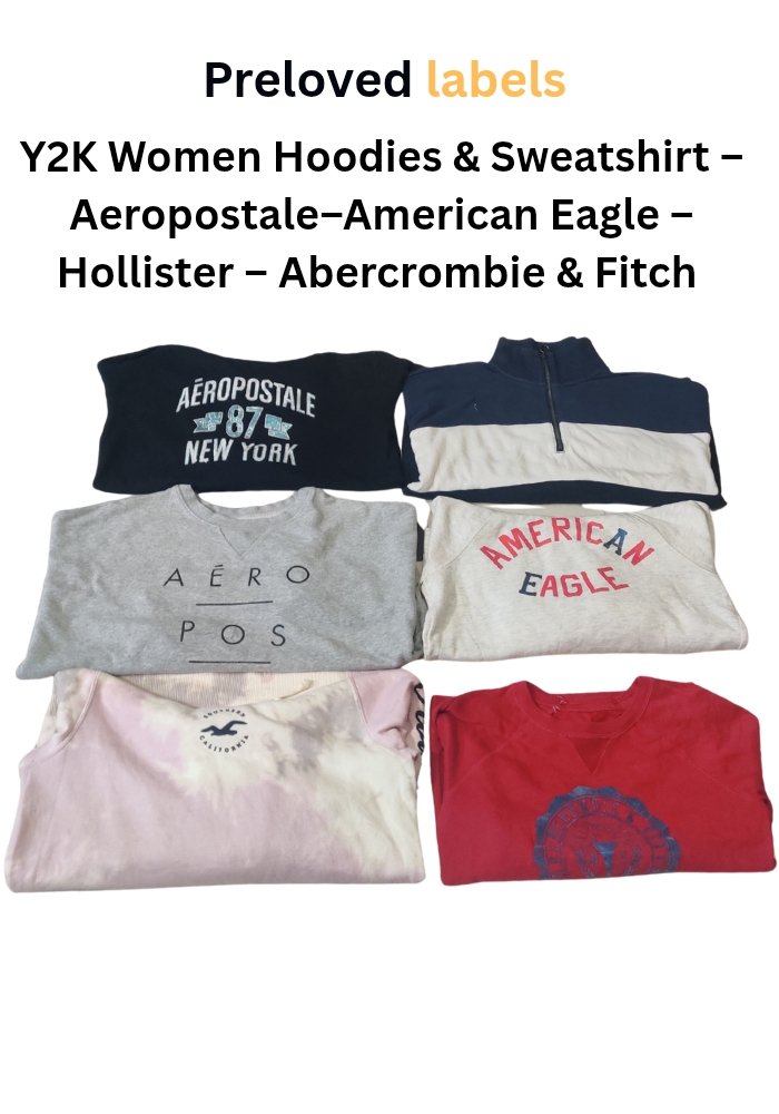 Y2K女性用フーディー＆スウェットシャツ – Aeropostale、American Eagle、Hollister、Abercrombie & Fitch、Bundle – (WCV: 366)