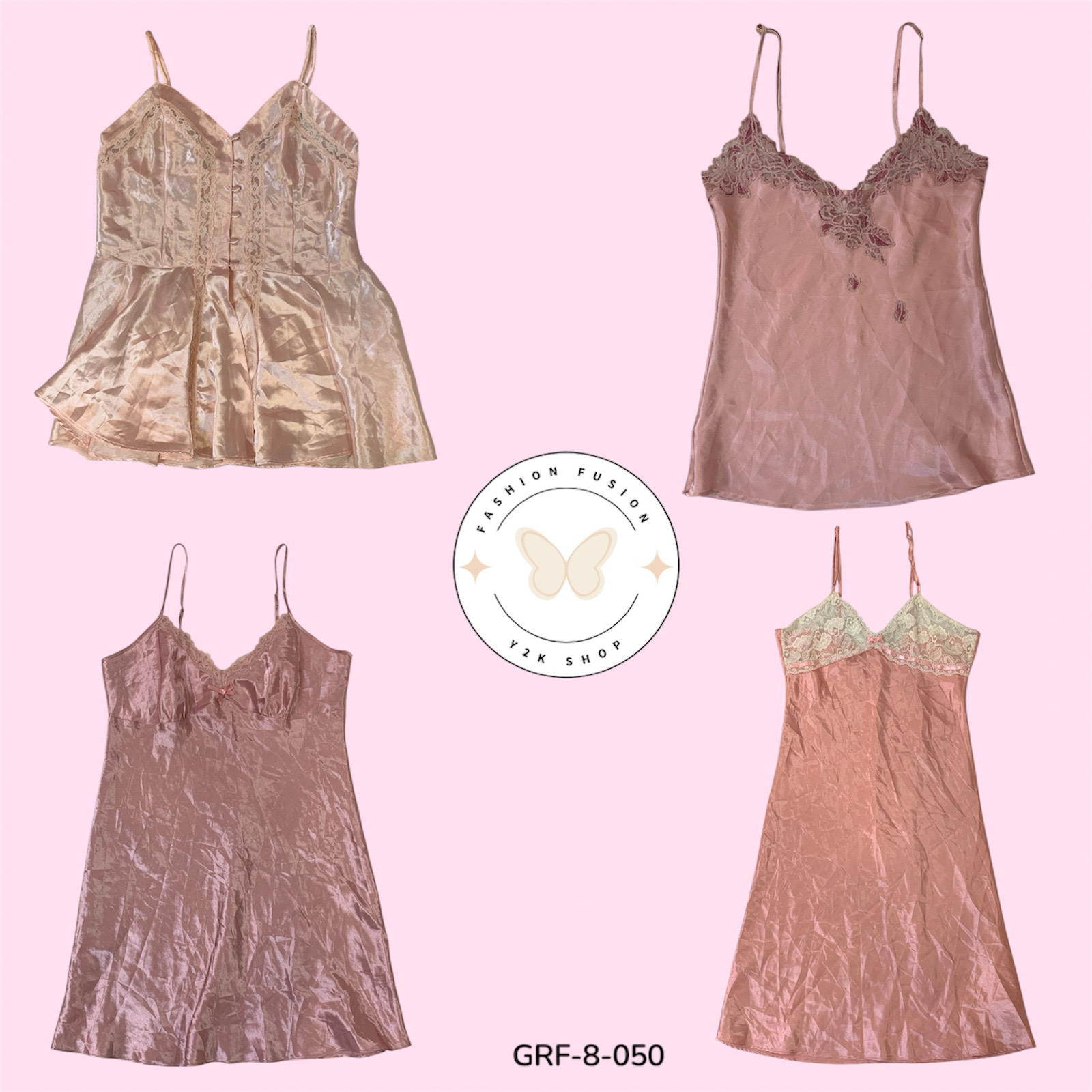 Barbiecore Pink Y2K Unterkleid – Retro Satin Chic (GRF-8-050)