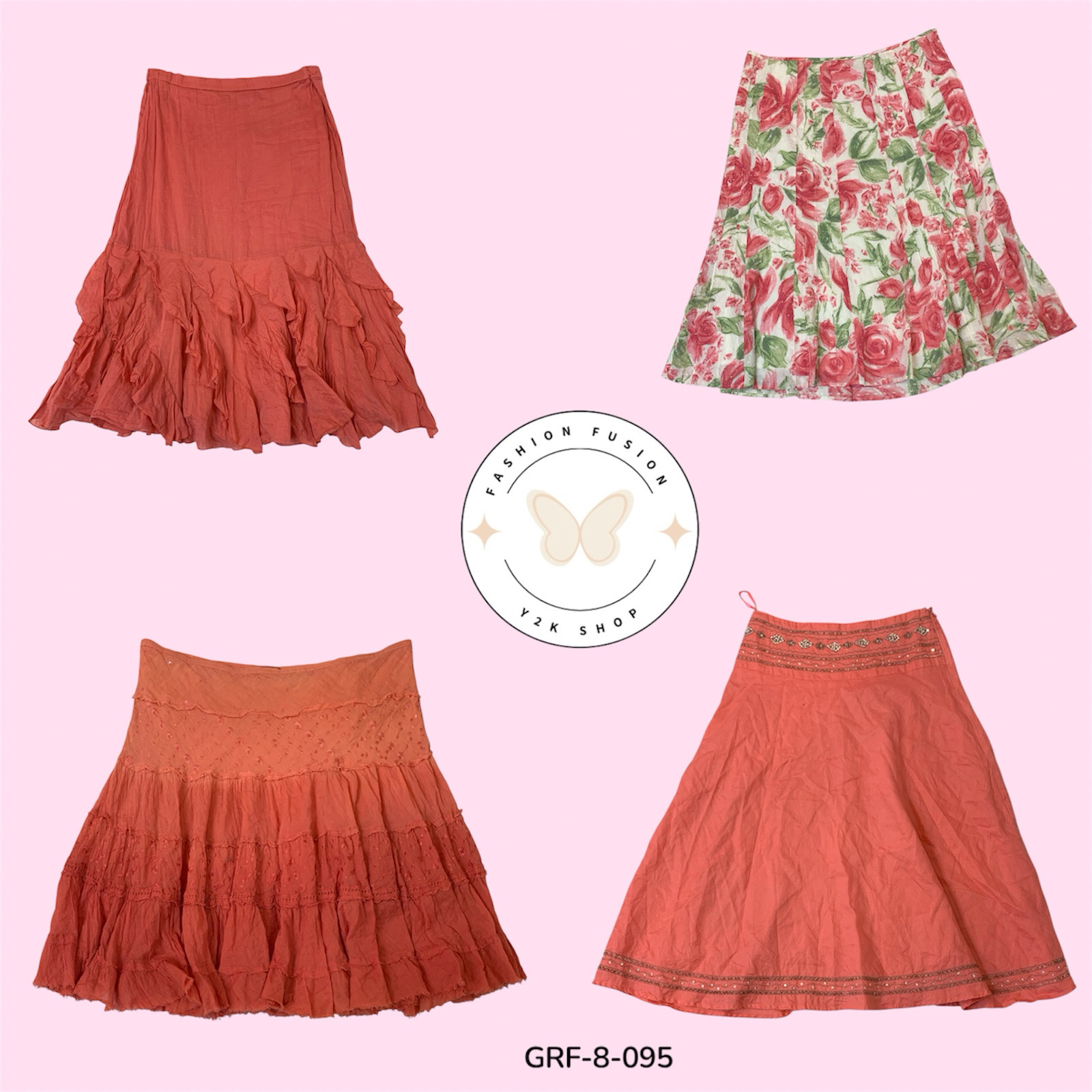 Y2K Pink Cotton Skirt – Classic 2000s Style, Lightweight Comfort (GRF-8-095)