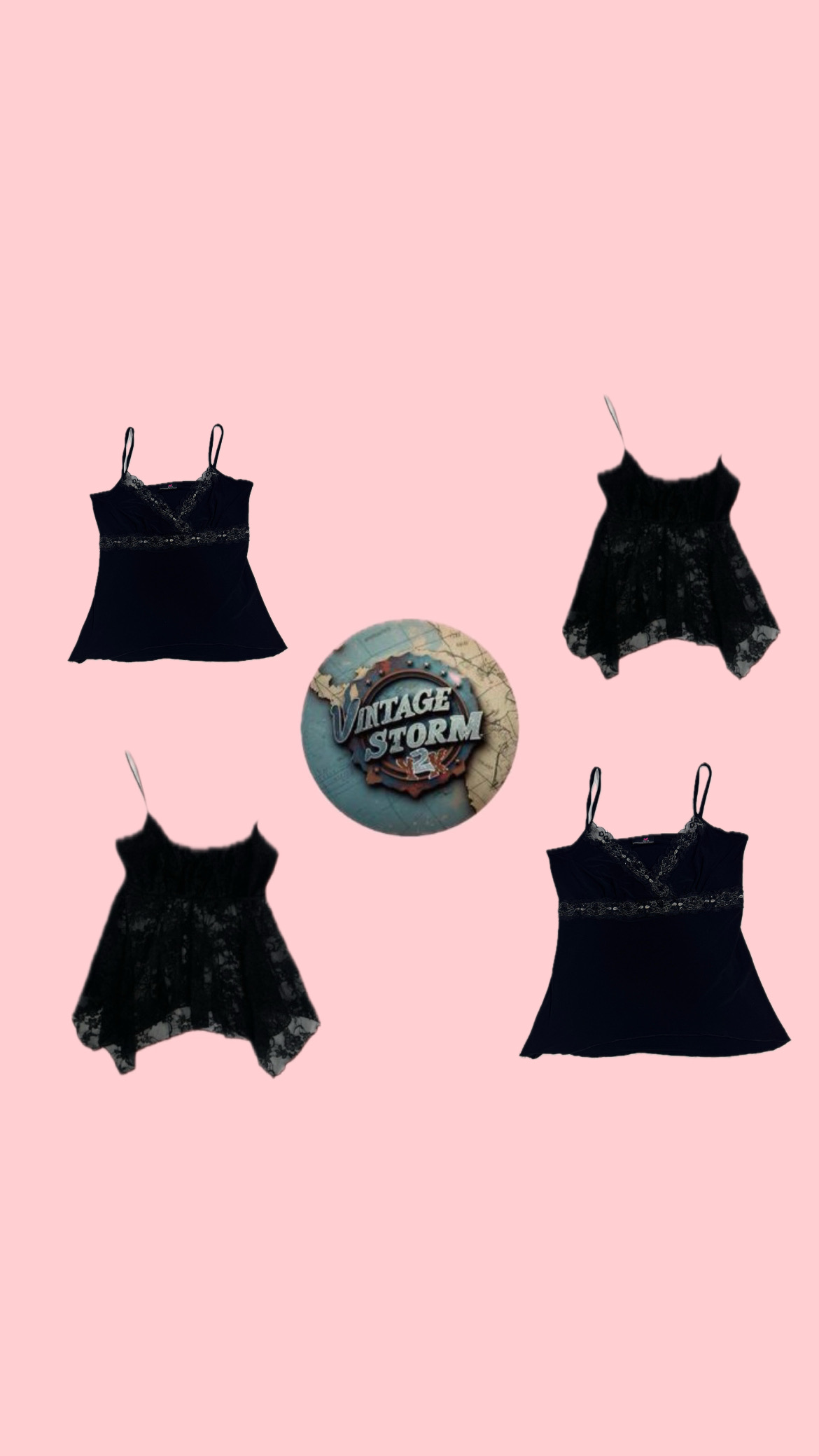 Y2K All Black Strap Cami Tops