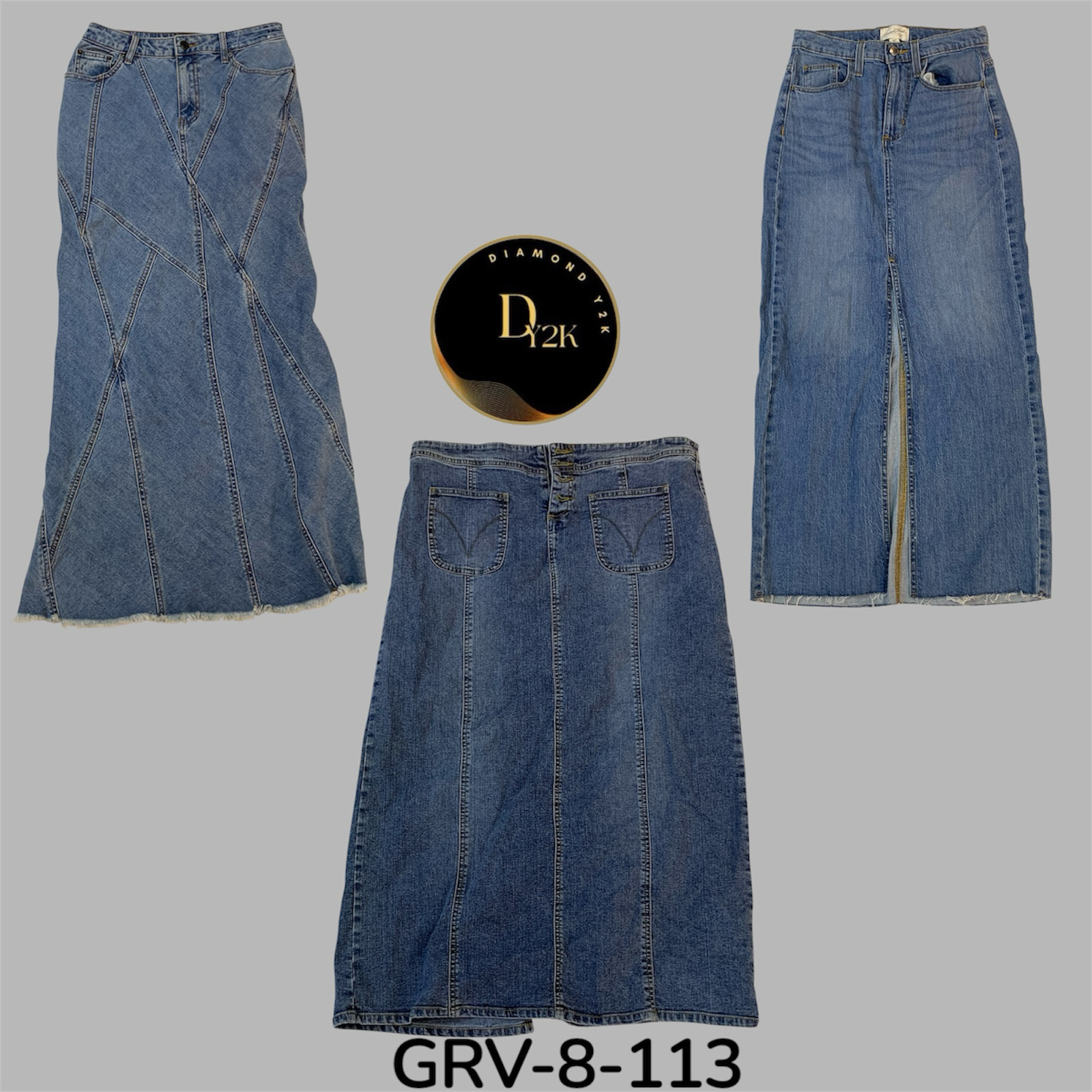 Y2k denim long skirt (GRV-8-113)