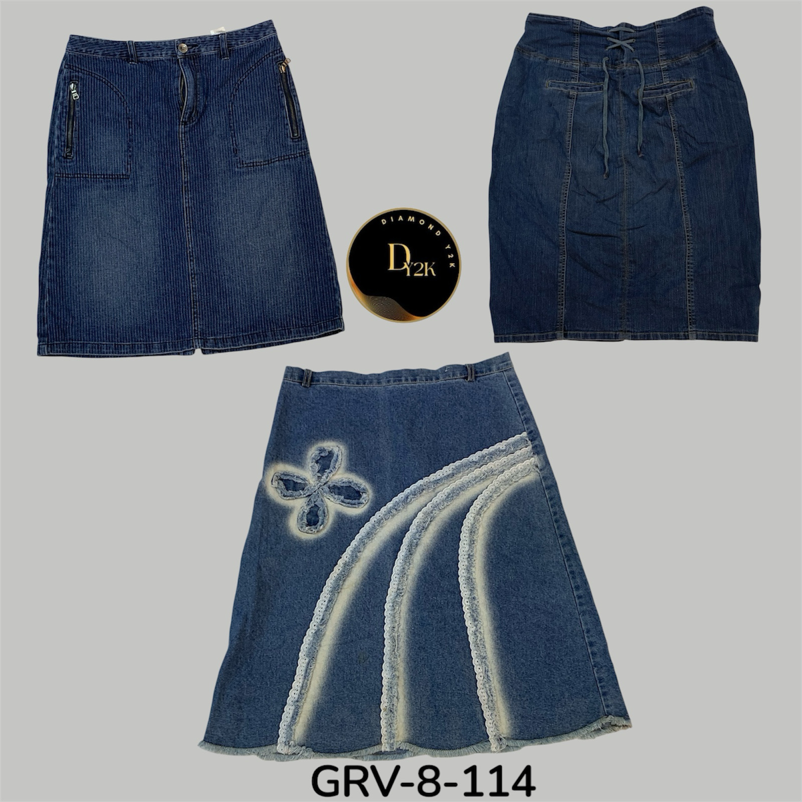 Y2k denim midi skirt (GRV-8-114)
