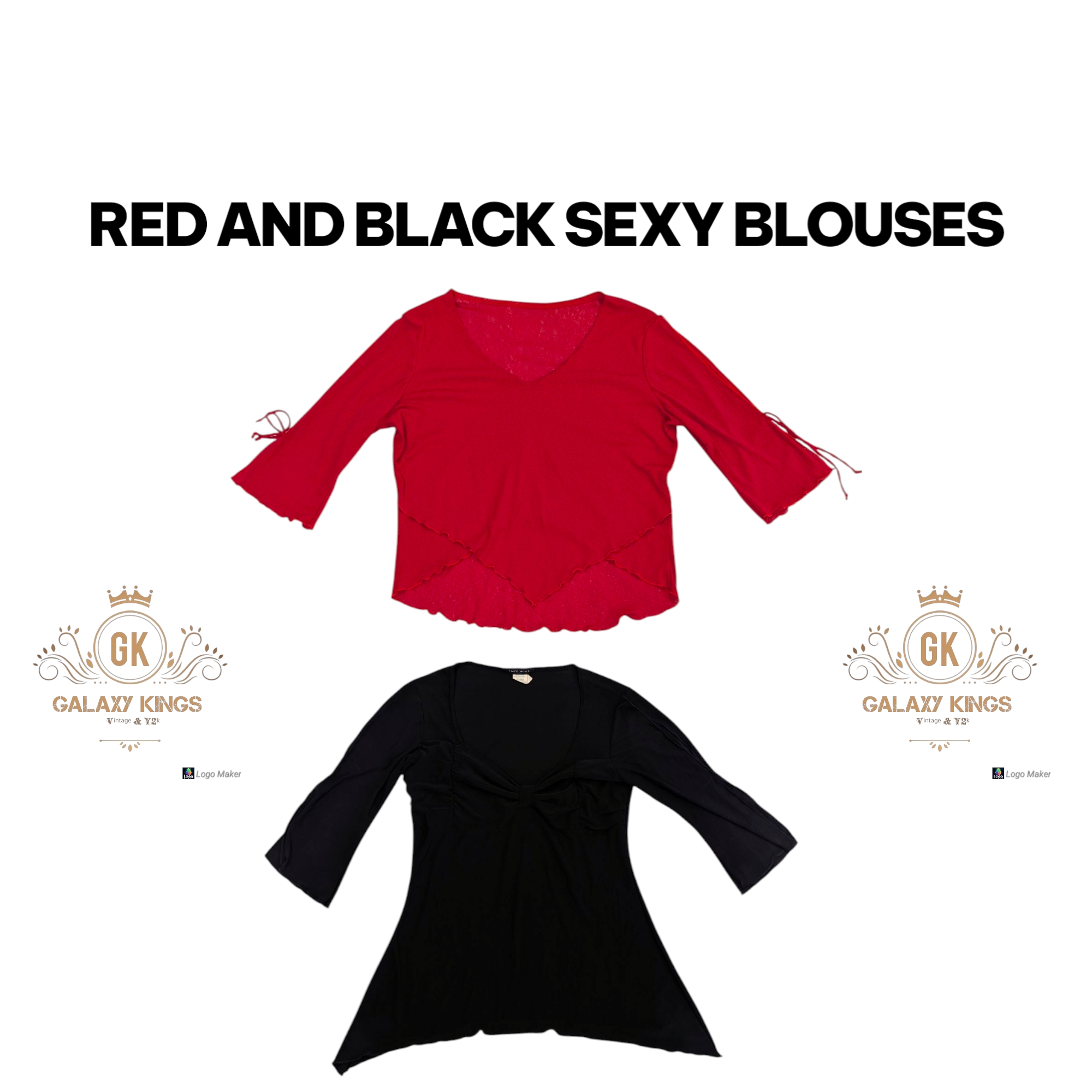 Rote und schwarze sexy Langarmblusen