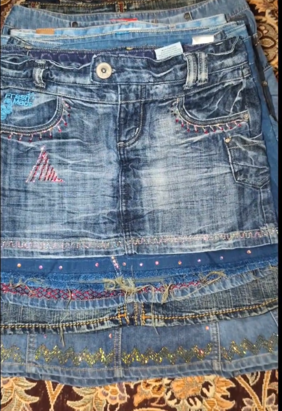 Denim mini and midi skirts