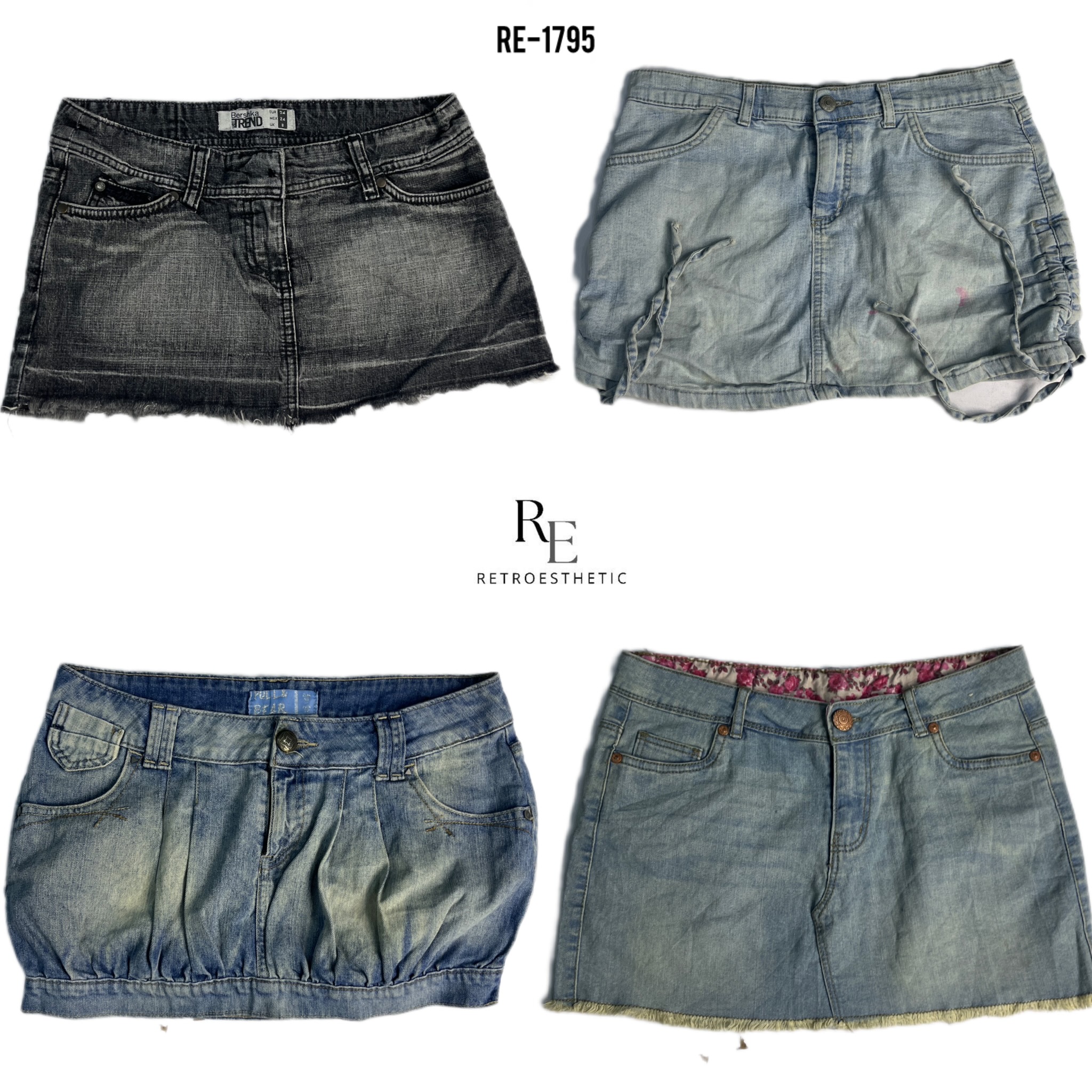 Y2K IT Girl Denim Micro Mini Skirts (RE-1795)