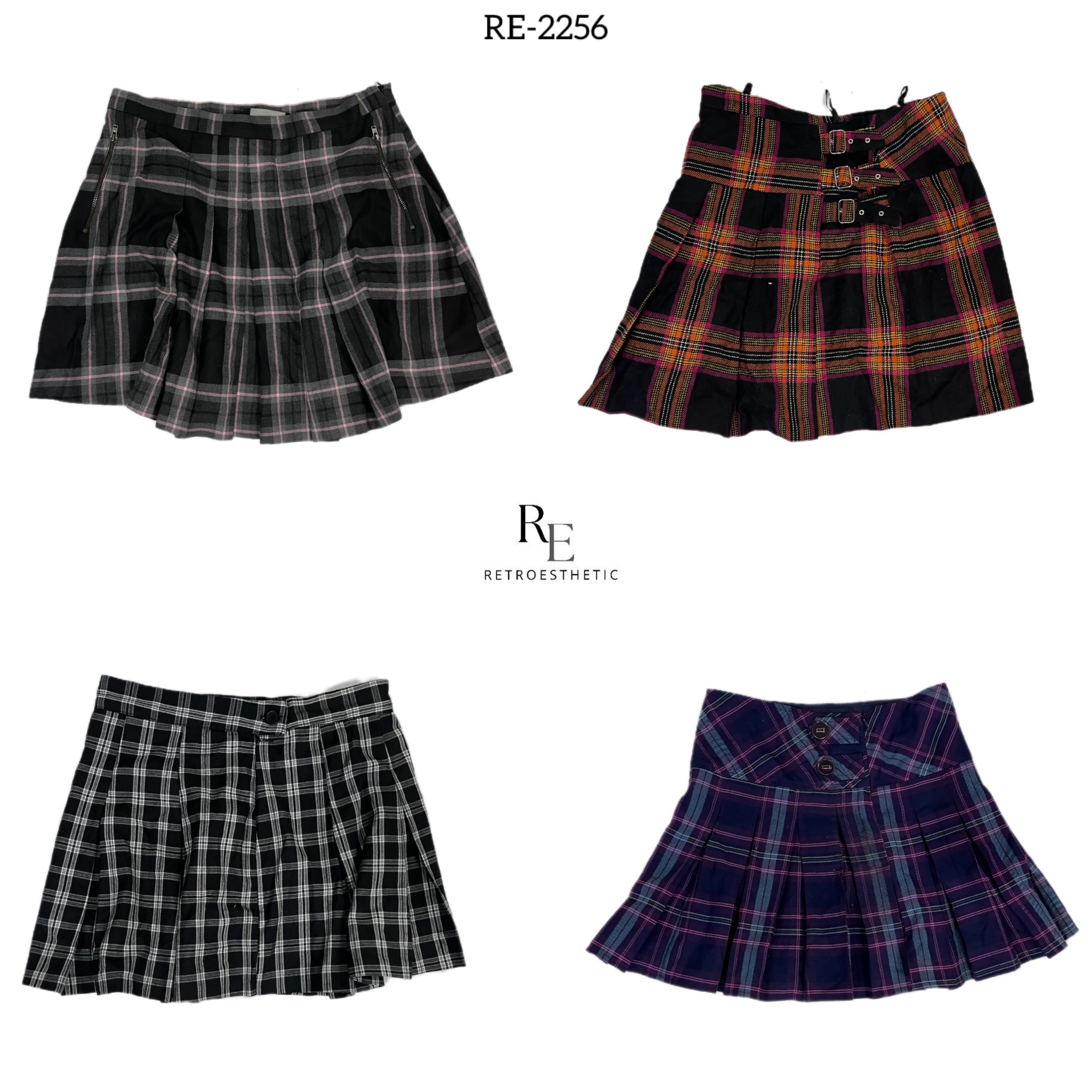 Saia Midi Xadrez de Lã Única Y2K (RE-2256)