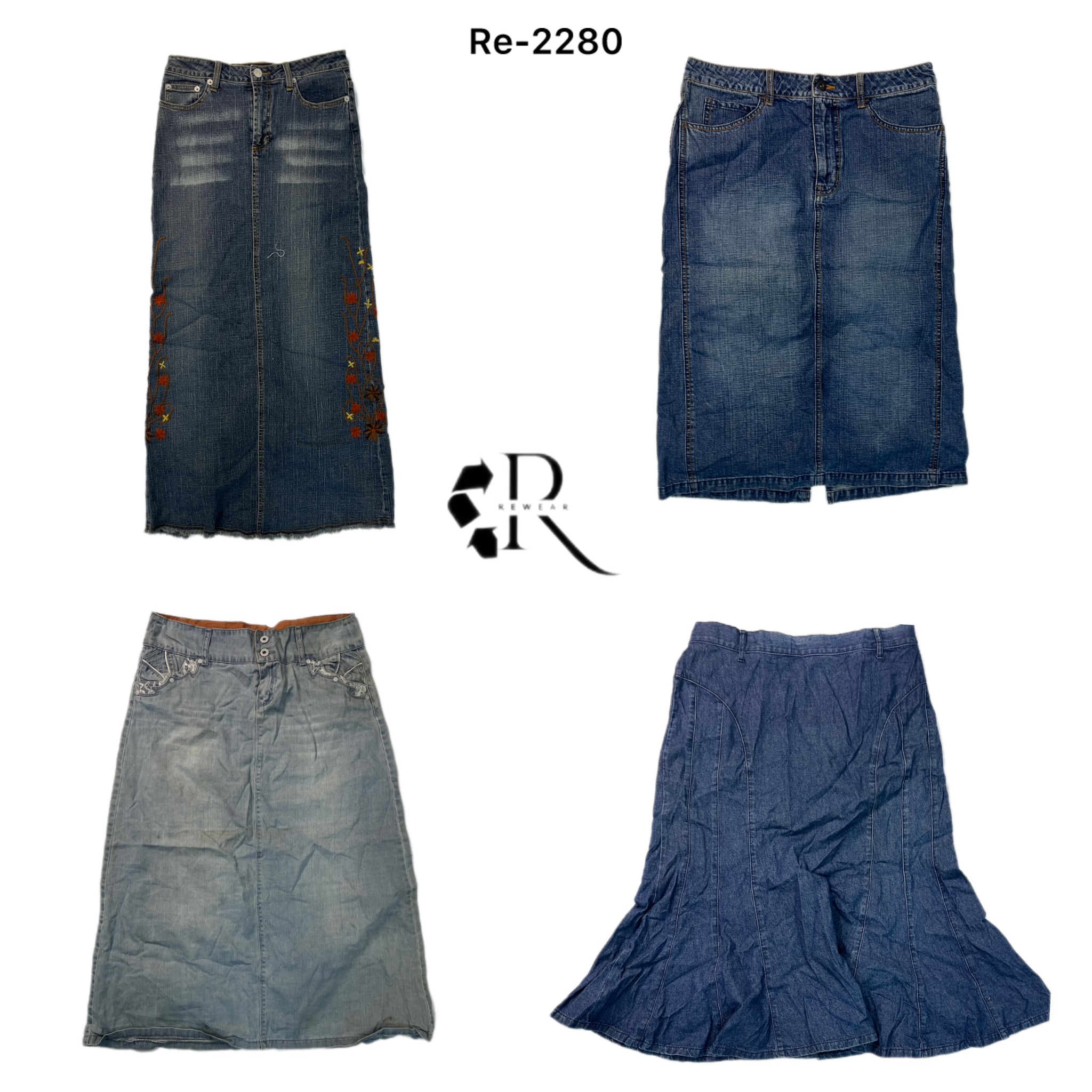 Y2K IT Girl Denim Maxi Röcke (RE-2280)