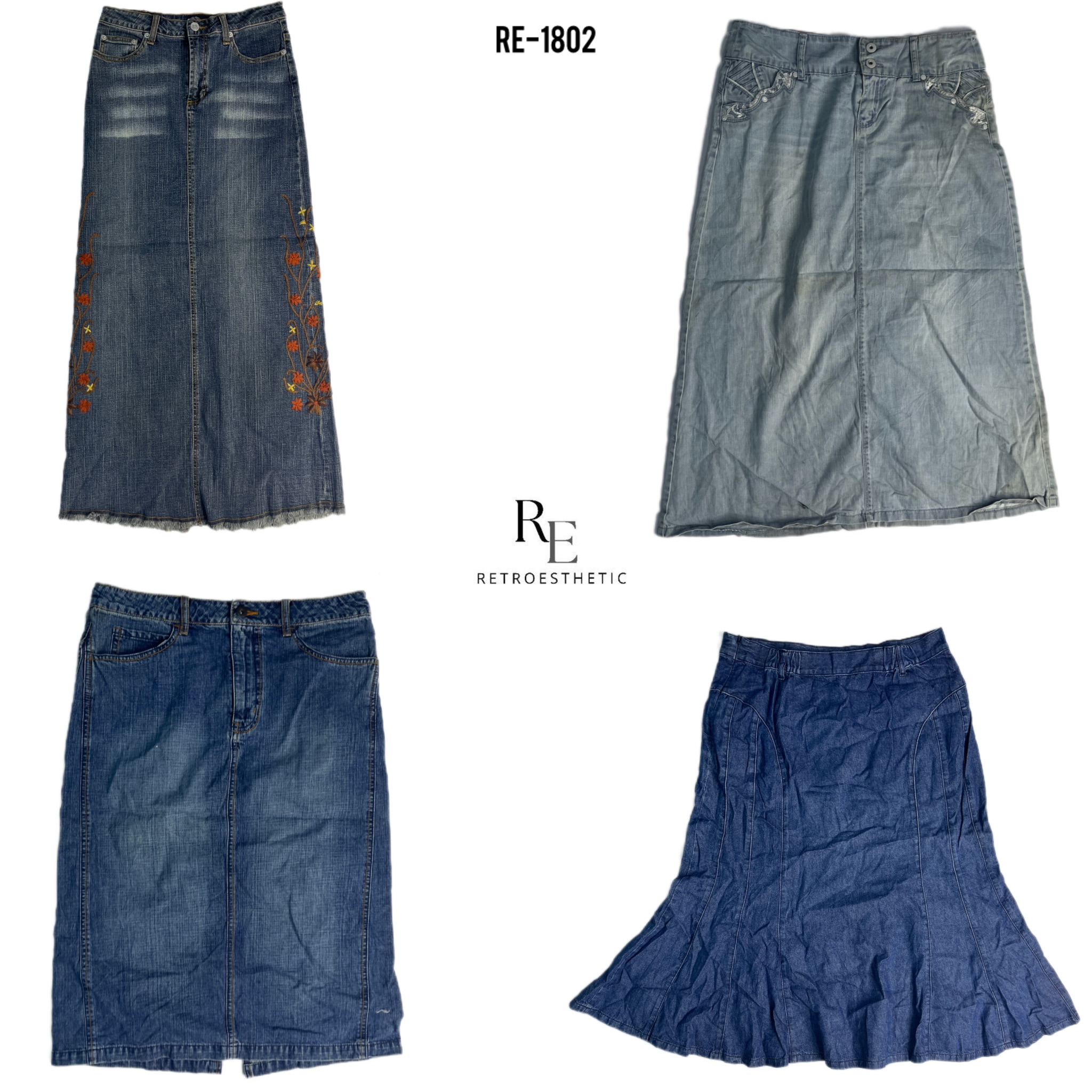 Y2K IT Girl Denim Maxi Skirts (RE-1802)