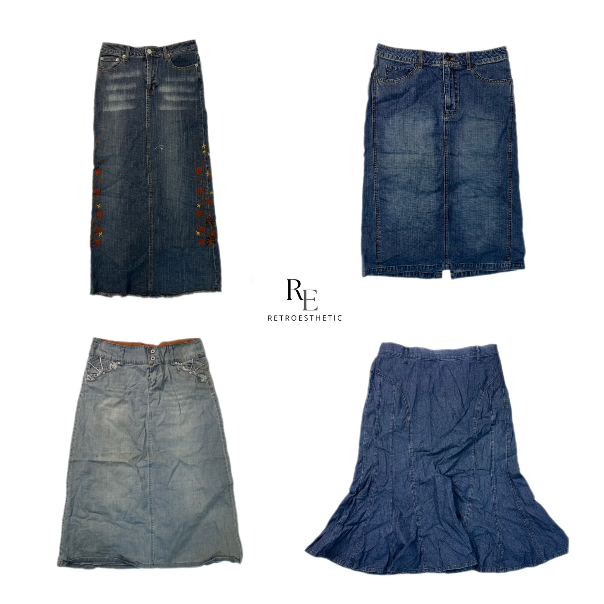 Y2K IT Girl Denim Maxi Röcke (RE-2280)