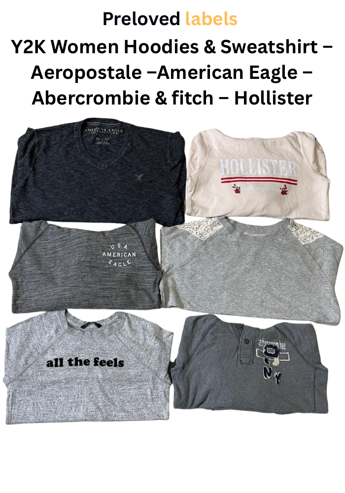 Y2K女性フーディ＆スウェットシャツ – American Eagle、Aeropostale、Abercrombie & Fitch、Hollister、Bundle – (wcv: 373)