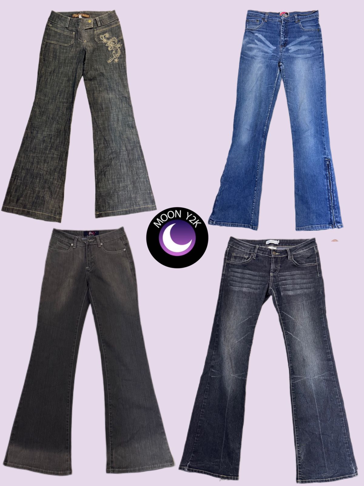Y2K Embellished Flared Jeans (M-513)