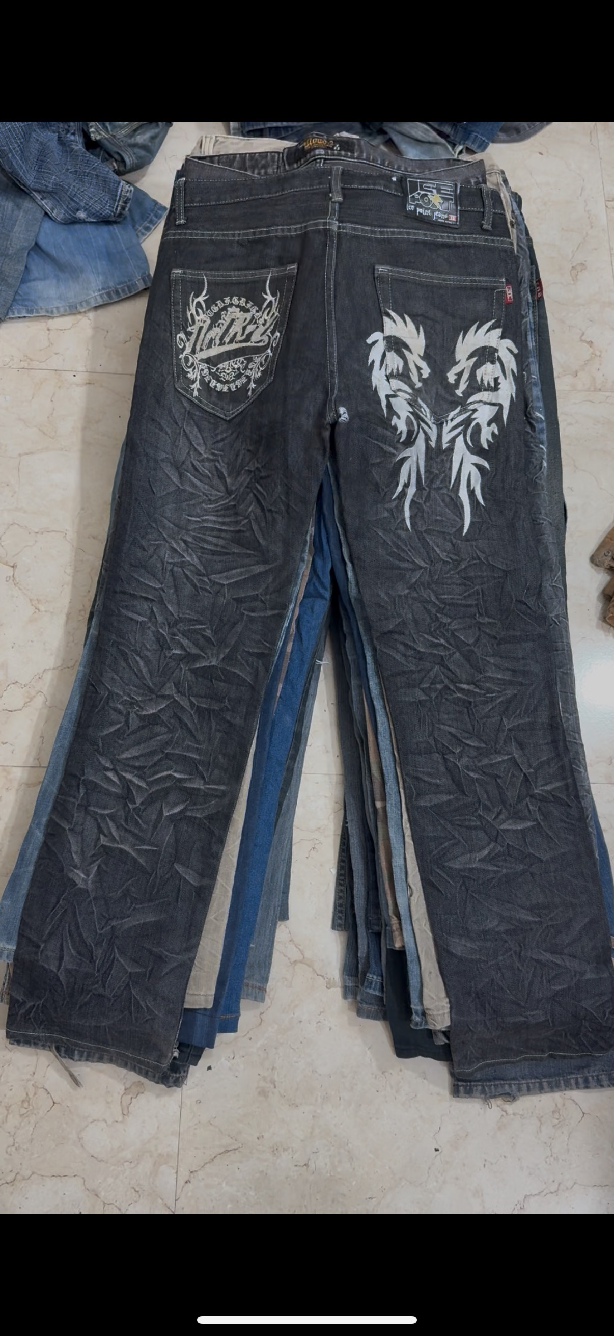 Japanese embroidery jeans